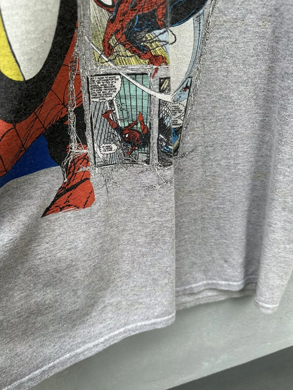 Anime Short Sleeve T Shirts Anime × Marvel Comics Marvel Spiderman Printed Tshirt A68 Silver