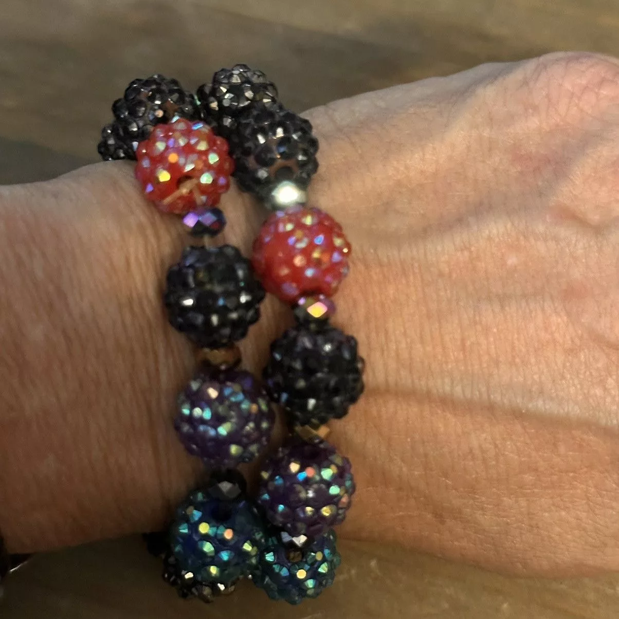 Other Bracelets Other Multicolor sparkly studded bead stretch bracelets