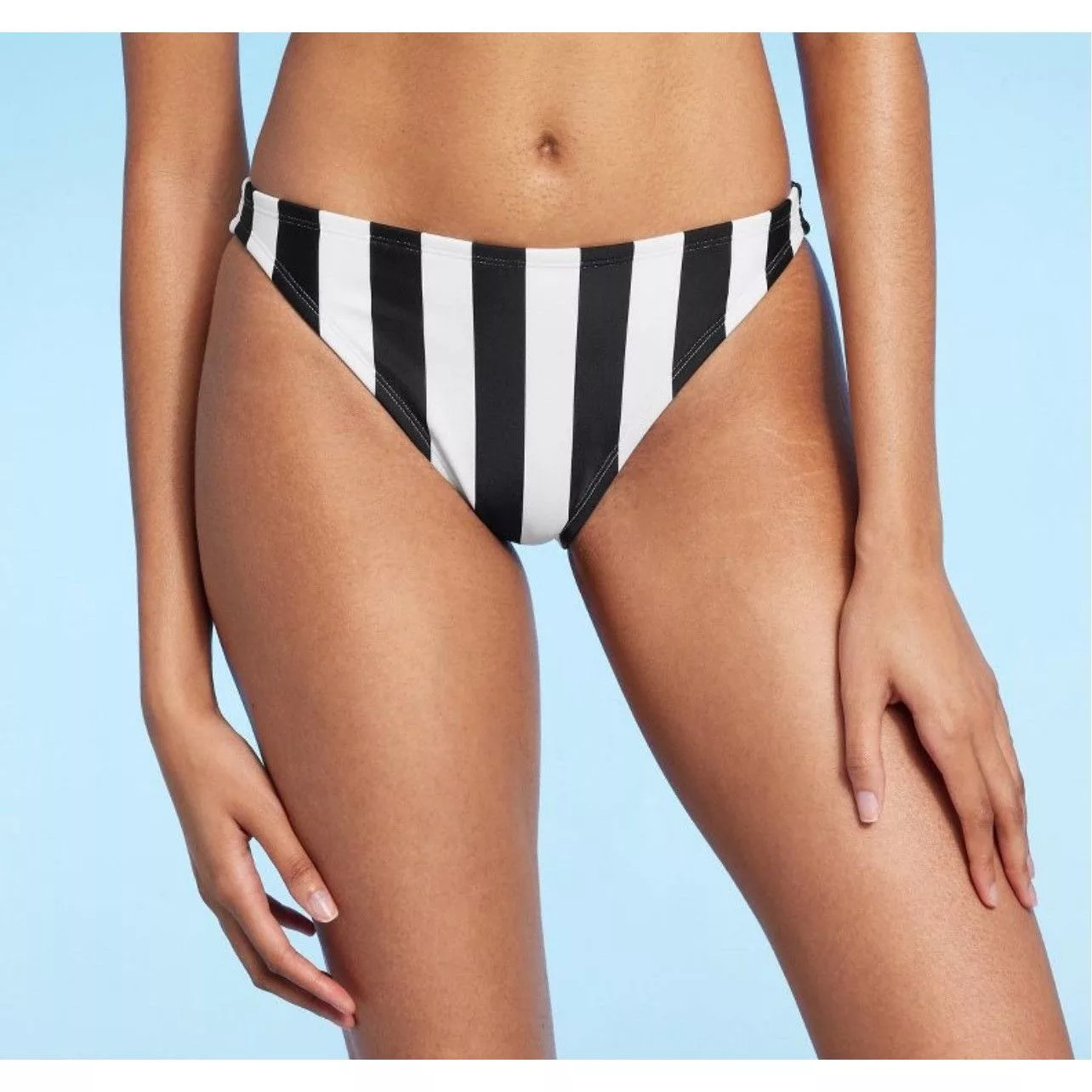 Other Socks Intimates Other Shade & Shore -Women's Striped Medium Coverage Bikini Bottom White