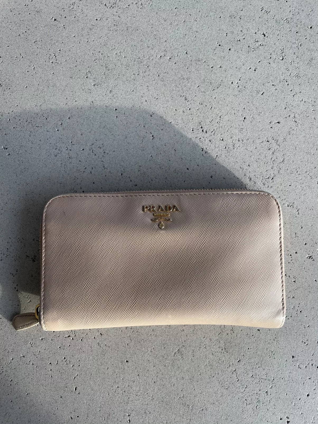 Prada Wallets Prada Saffiano Leather Zippy Wallet Beige