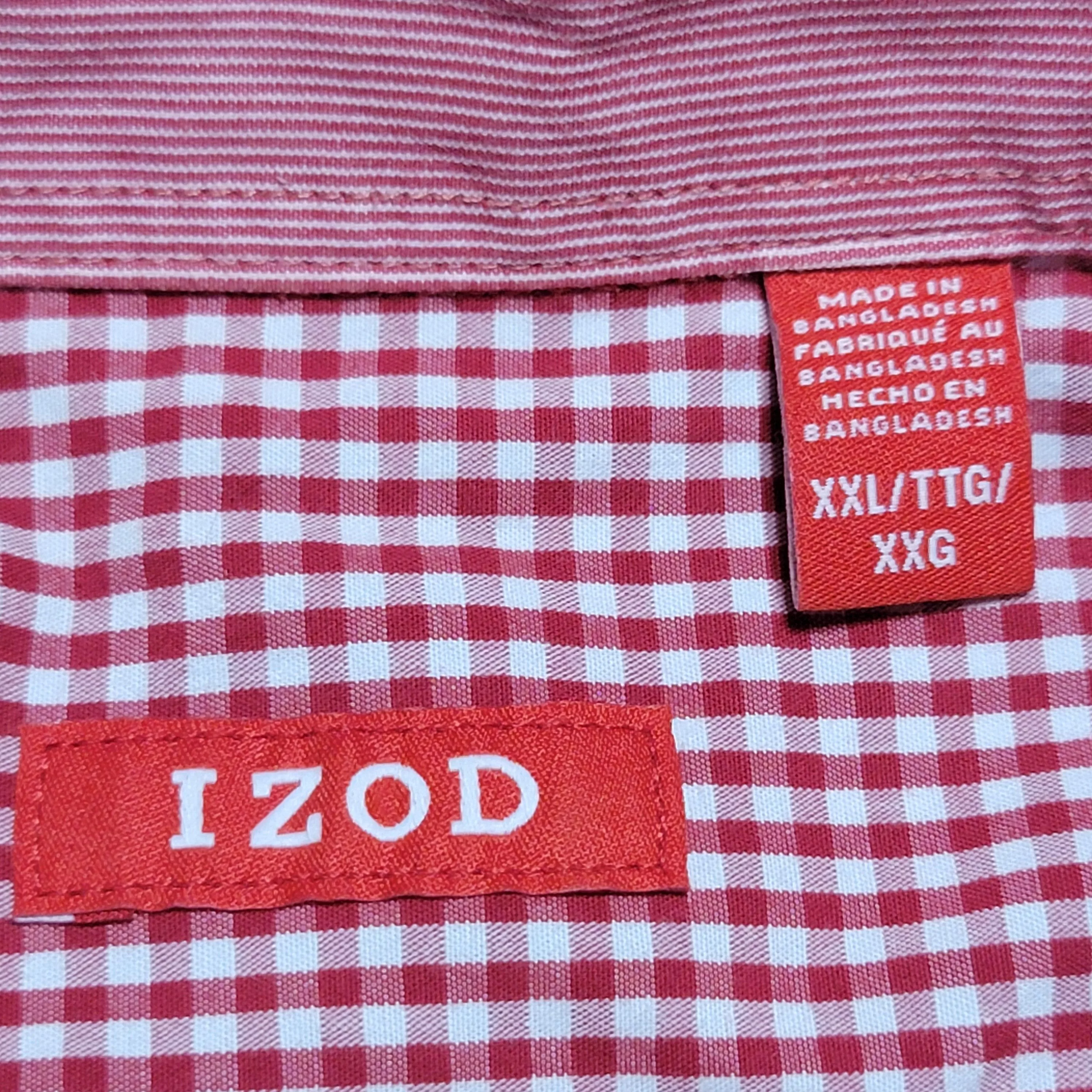 Izod Shirts Button Ups IZOD Full Button LS Tiny Red & White Squares - Size XXL