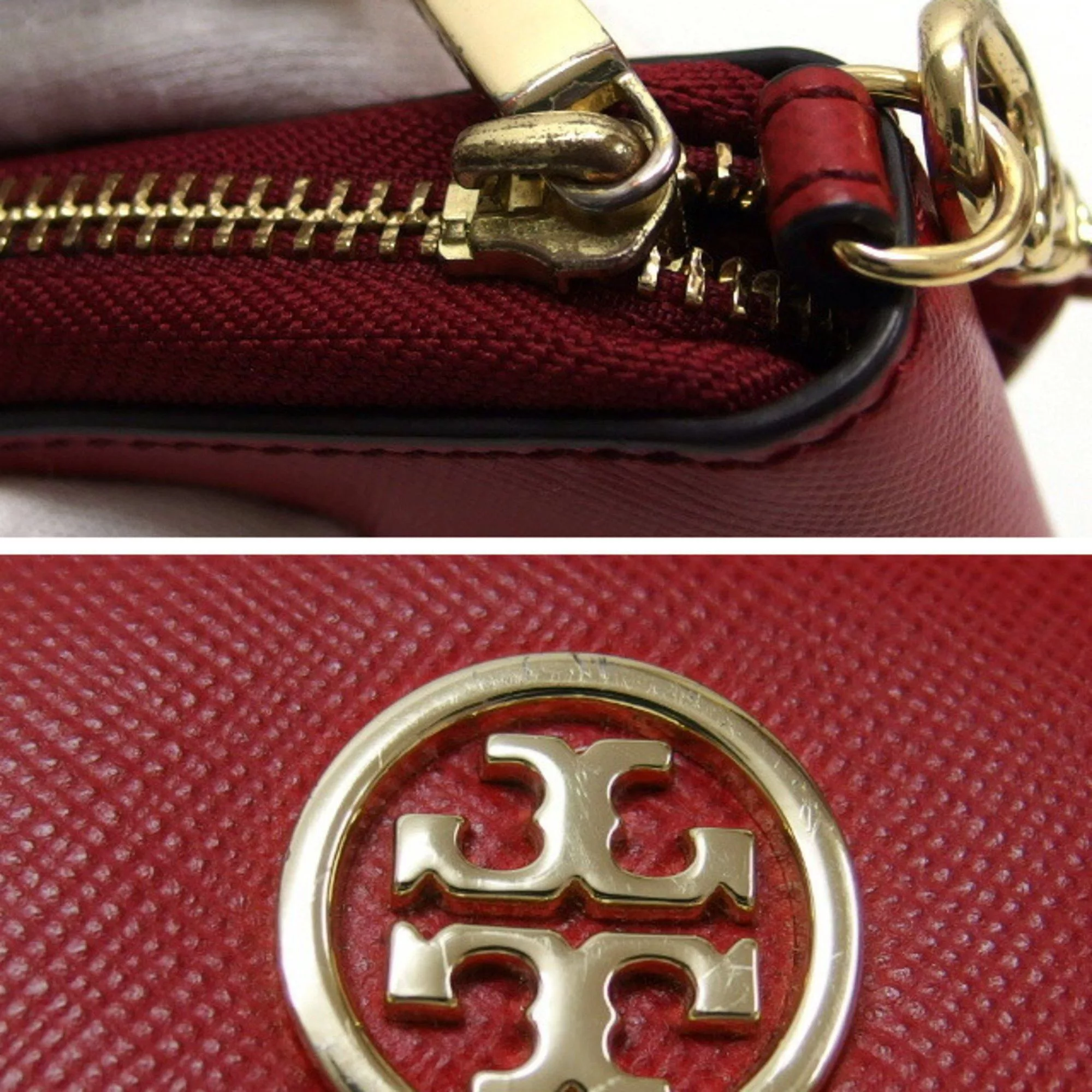 Tory Burch Wallets Tory Burch Round Zip Medium Wallet with Wrist Strap, Red