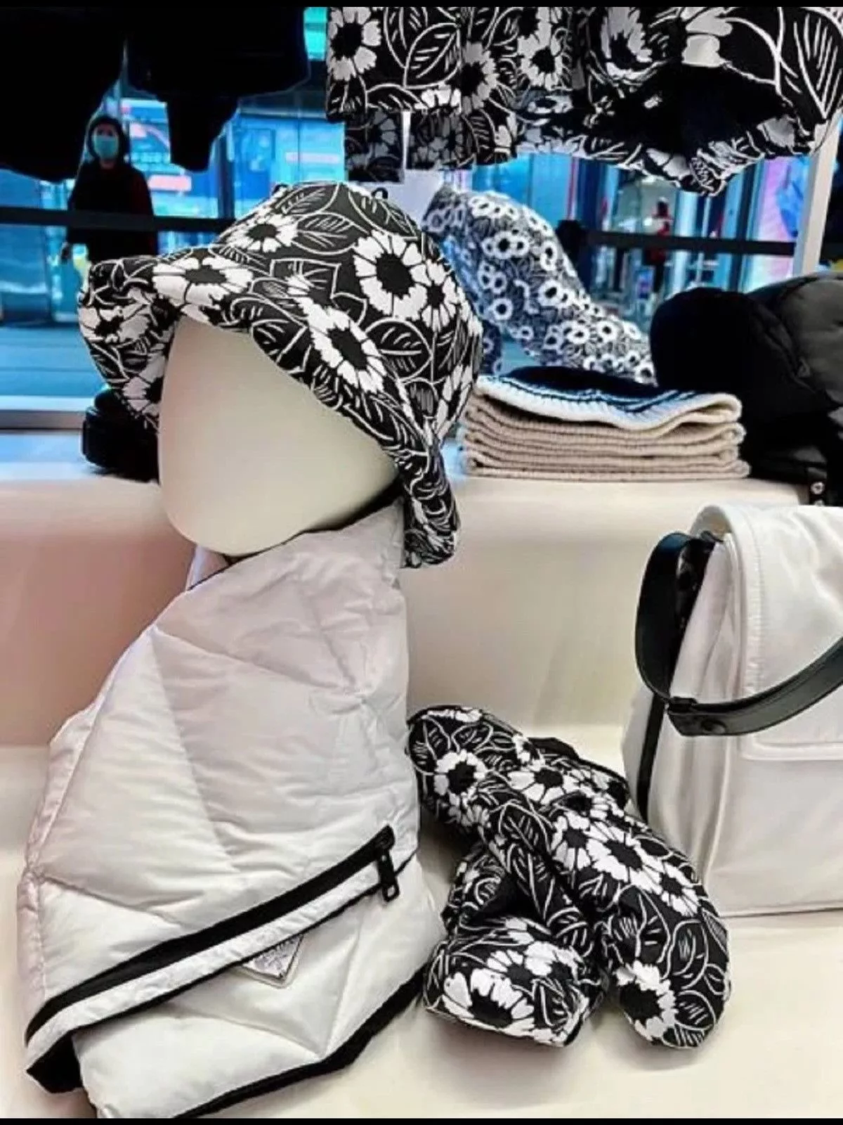 Prada Hats Prada Printed Nylon Bucket Hat Black