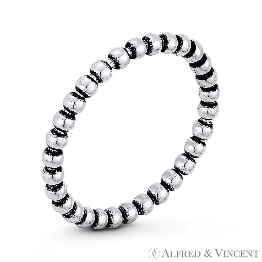 Other Rings Other 2mm Round Bead Link Right Hand Eternity Ring Silver