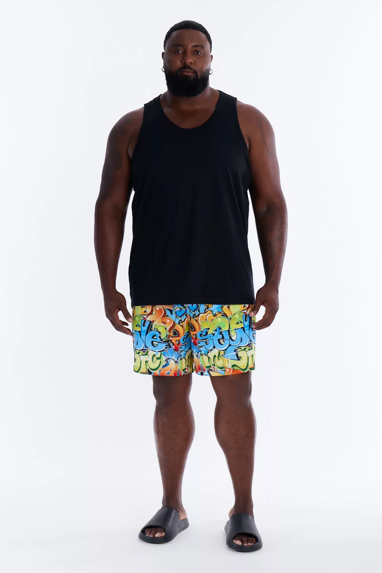 All That Graffiti Swim Trunk 7″ - Blue/combo
