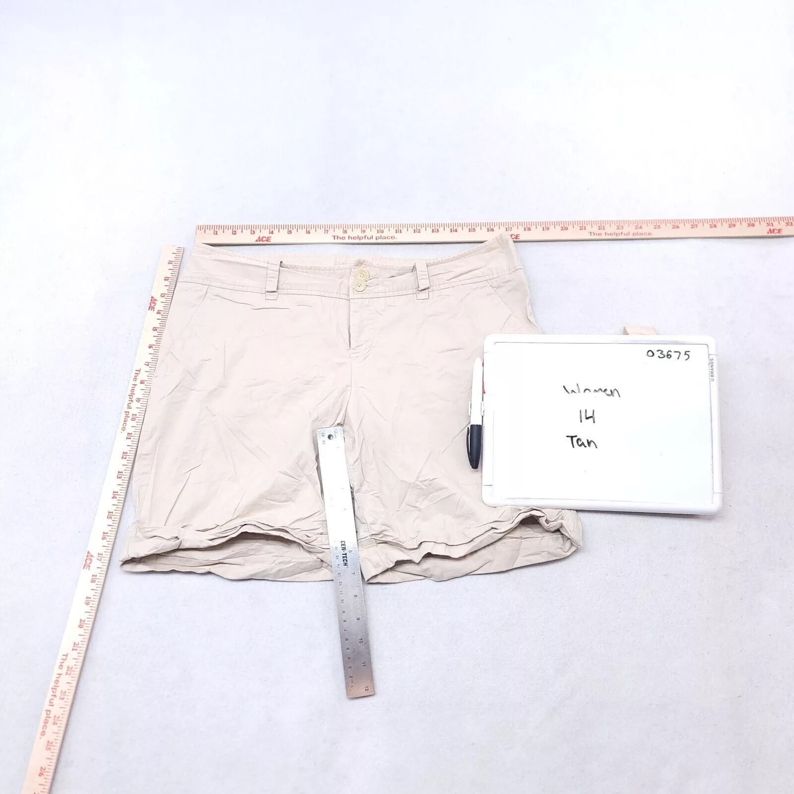 Mossimo Shorts Mossimo Button Zip Casual Chino Shorts Womens Size 14 Beige