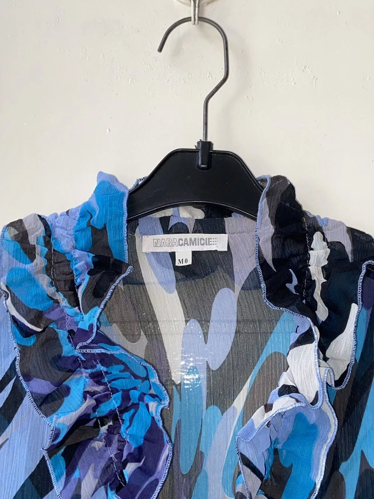 Designer Blouses Designer × Japanese Brand NARA CAMICIE Patterned Blouse Blue