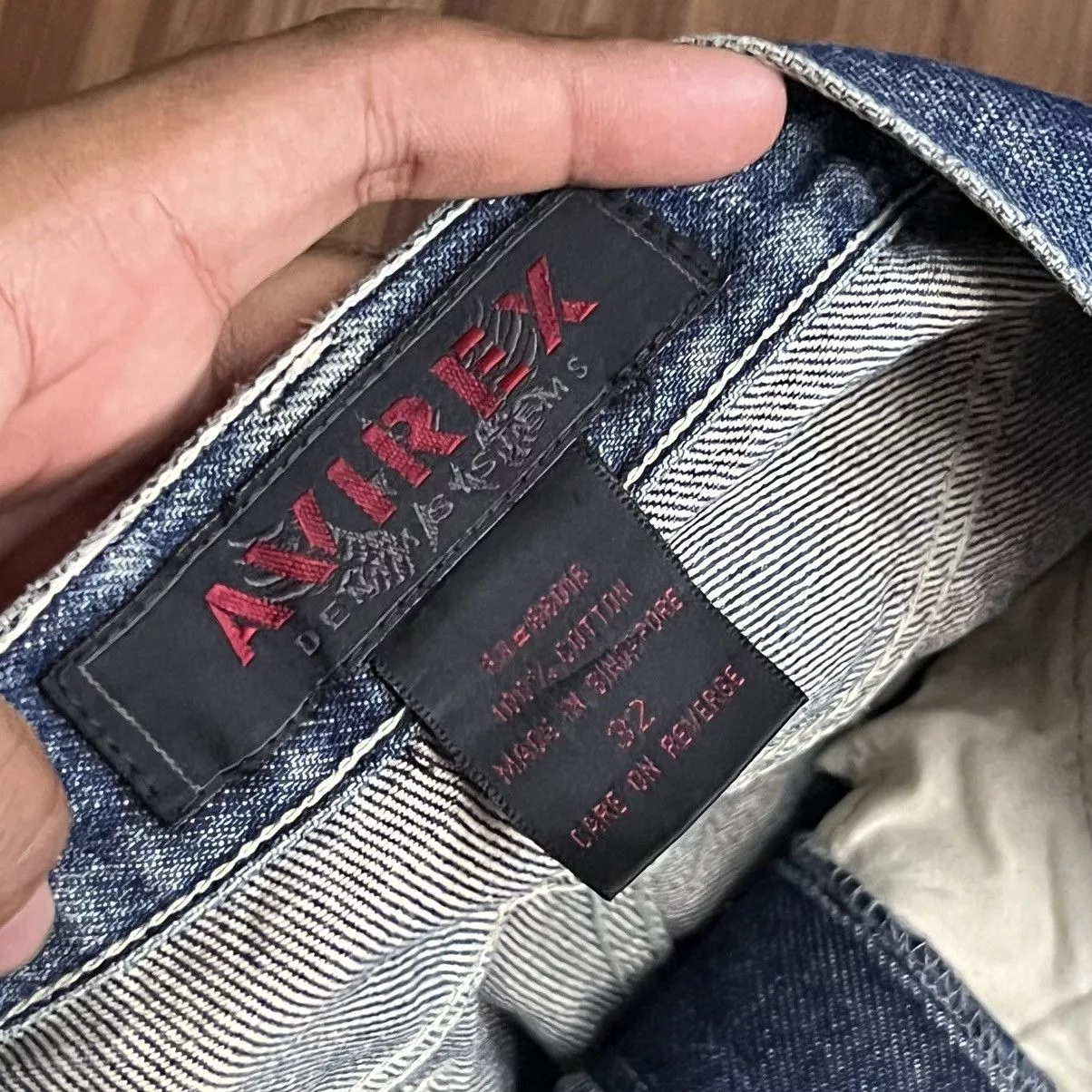 Avirex Denim “AVIREX” DISTRESS JEANS Blue Vintage