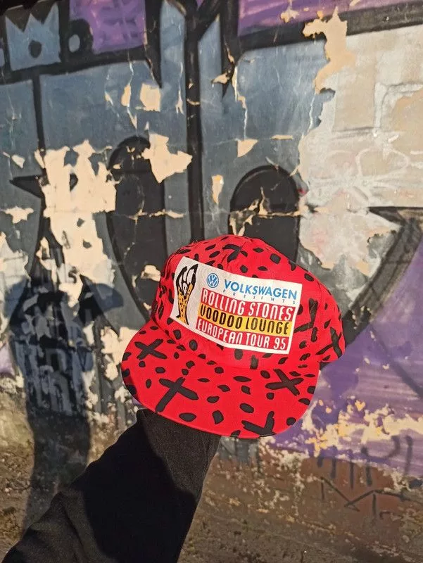Band Tees Hats Band Tees × Vintage vintage the rolling stones voodoo lounge 1996 tour cap Red
