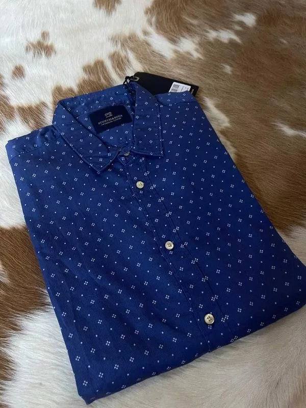 Scotch & Soda Shirts Button Ups Scotch & Soda blue button-down monogram shirt scotch&soda