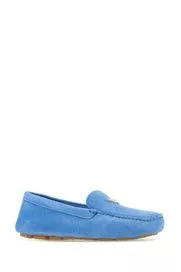 Prada Slip Ons Prada Suede Loafers with Triangle Logo Blue