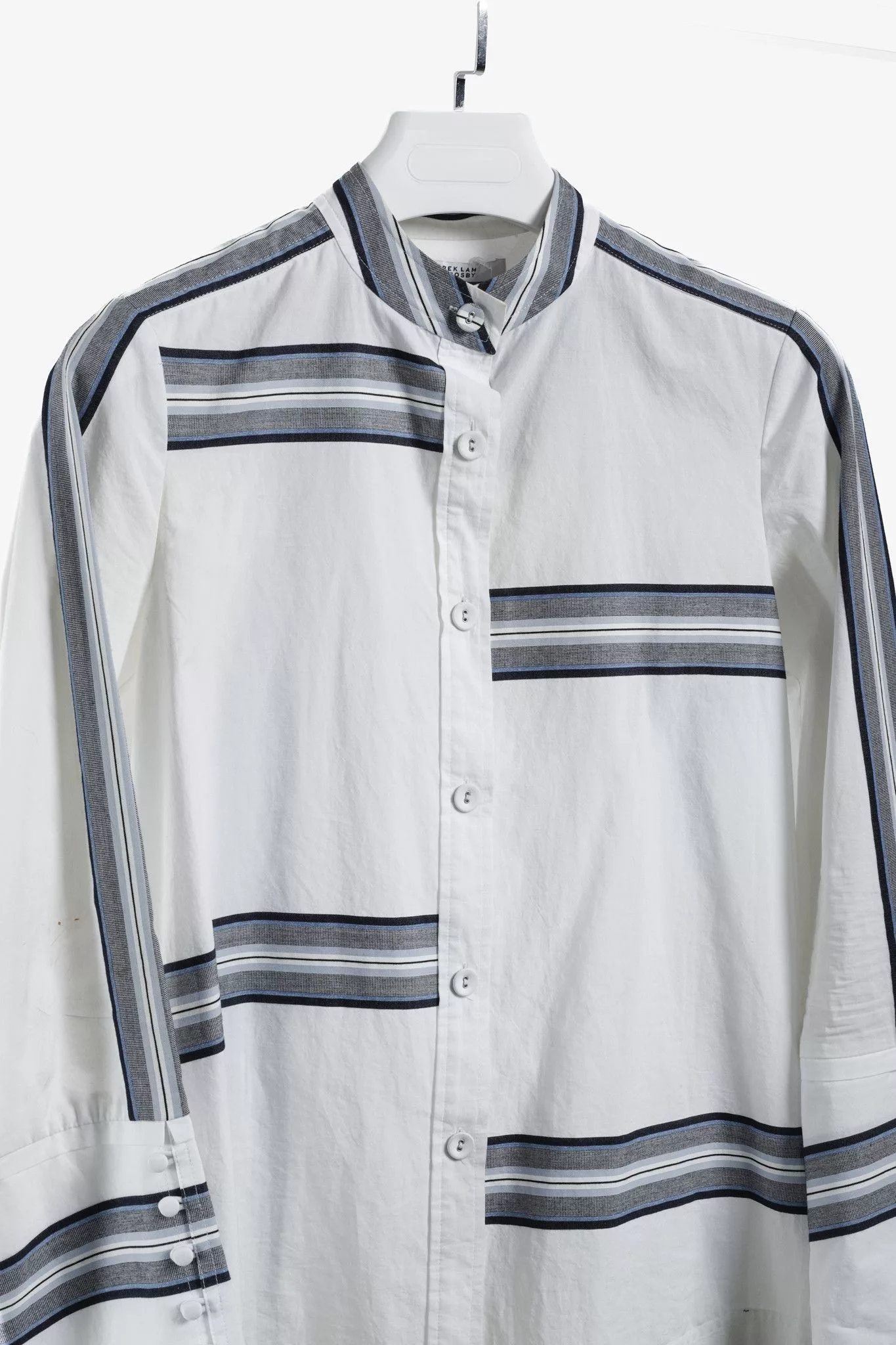 Derek Lam 10 Crosby Blouses Derek Lam 10 Crosby Derek Lam White Cotton Button Down w/ Blue Striped P Multi