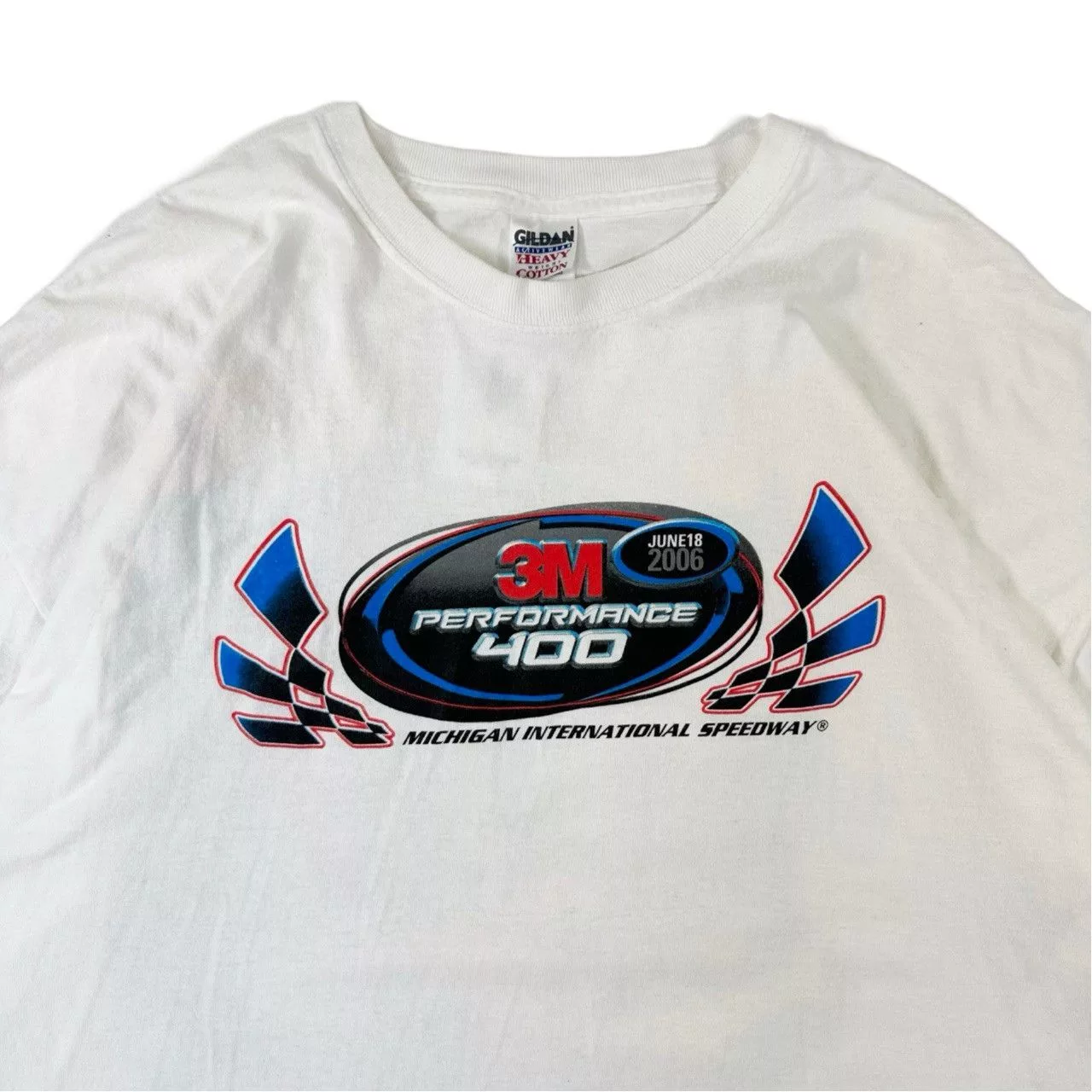 Vintage Short Sleeve T Shirts Vintage 2006 3M Feel the Power Graphic Racing T Shirt White Streetwear