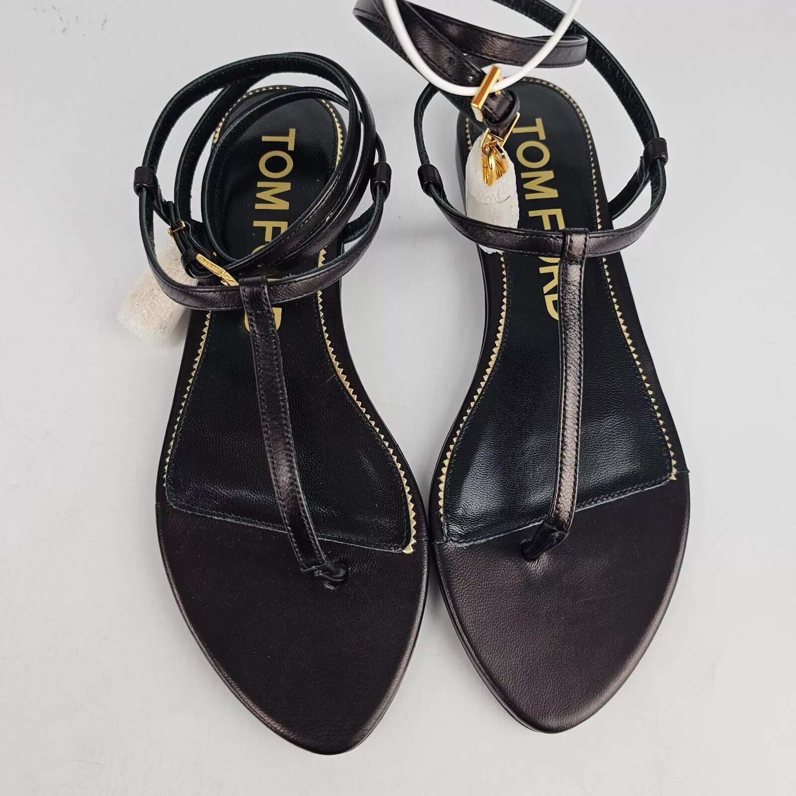 Tom Ford Flats Tom Ford Padlock Black Leather Sandals New
