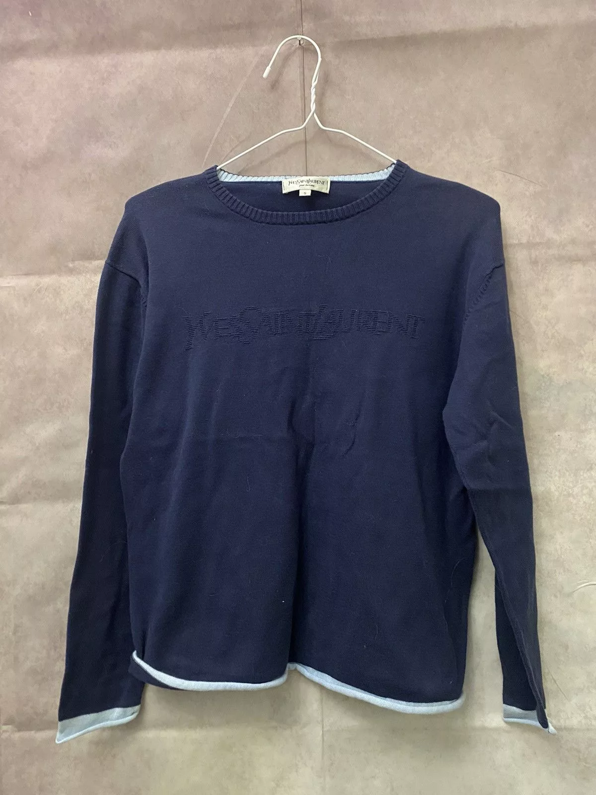 Designer Sweaters Knitwear Designer × Yves Saint Laurent Yves Saint Laurent Sweater Luxury YSL Blue
