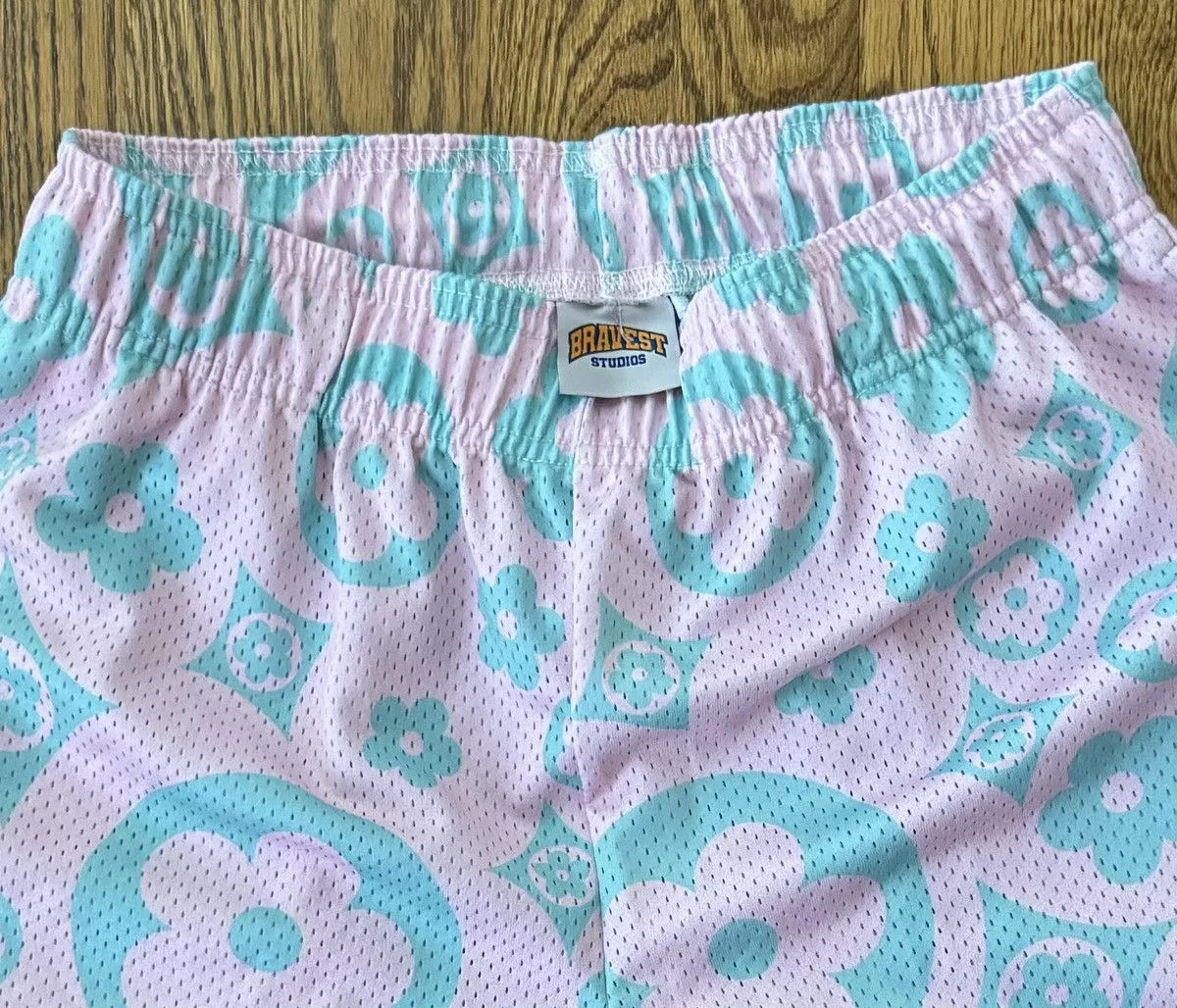 Bravest Studios Shorts Bravest Studios Pink / Turquoise Floral Mesh Shorts- medium
