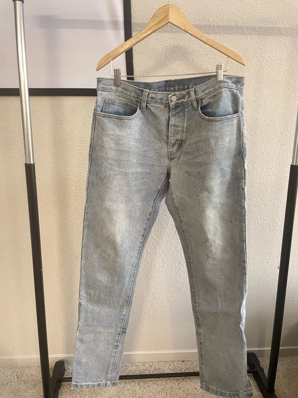MNML Denim MNML Light Denim Paint Splatter Flare Denim Blue
