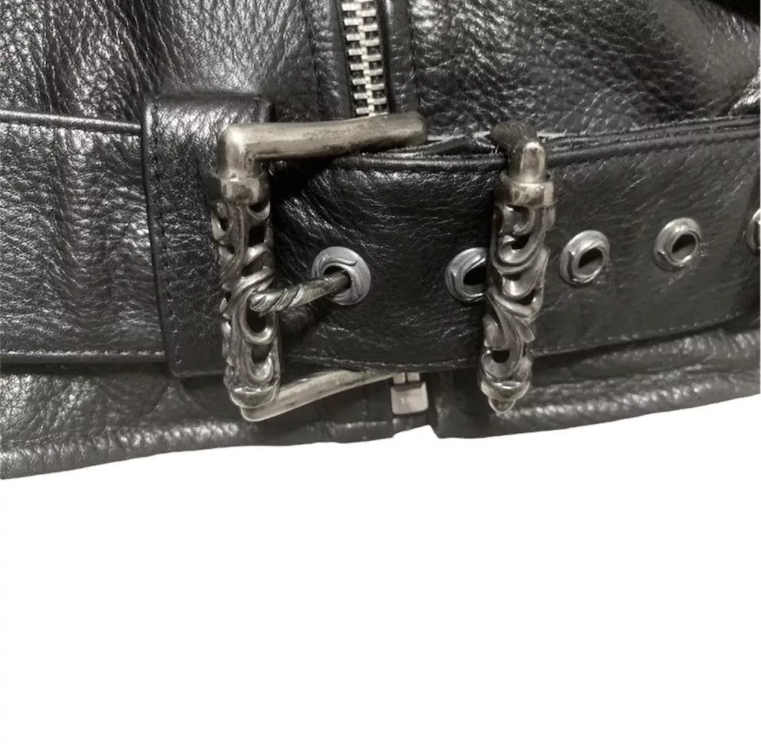 Chrome Hearts Leather Jackets Rare Chrome Hearts JJ Dean 3STAR Dagger Zip Leather Jacket Black