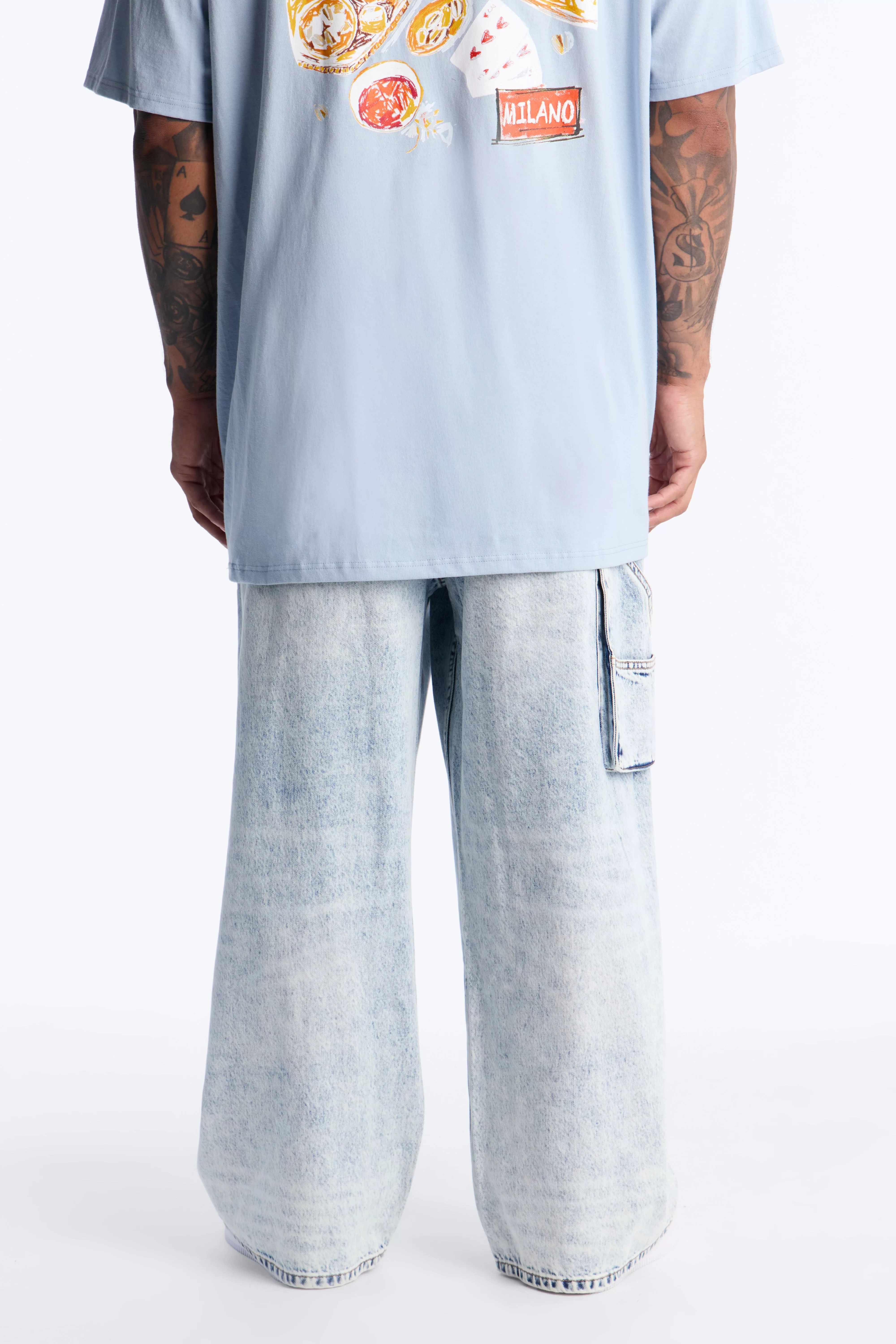 Baggy Double Knee Jean - Light Blue Wash