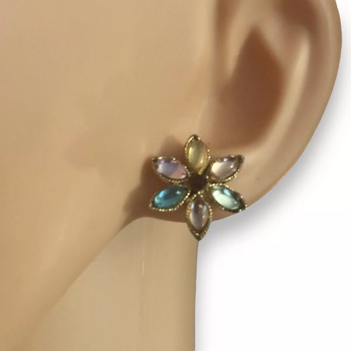 Other Earrings Other Multicolor gemstone flower earrings Gold