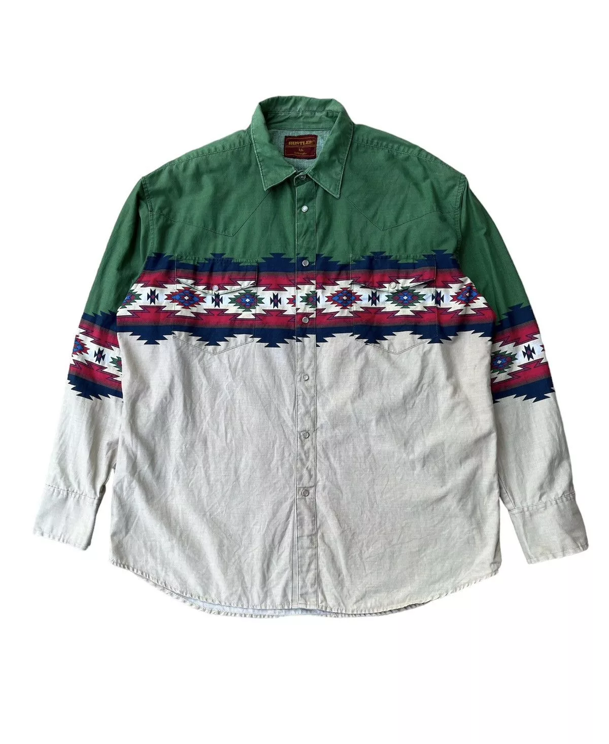 Rustler Shirts Button Ups Rustler × Vintage × Wrangler Vintage 1980s Rustler by Wrangler Shirts Green