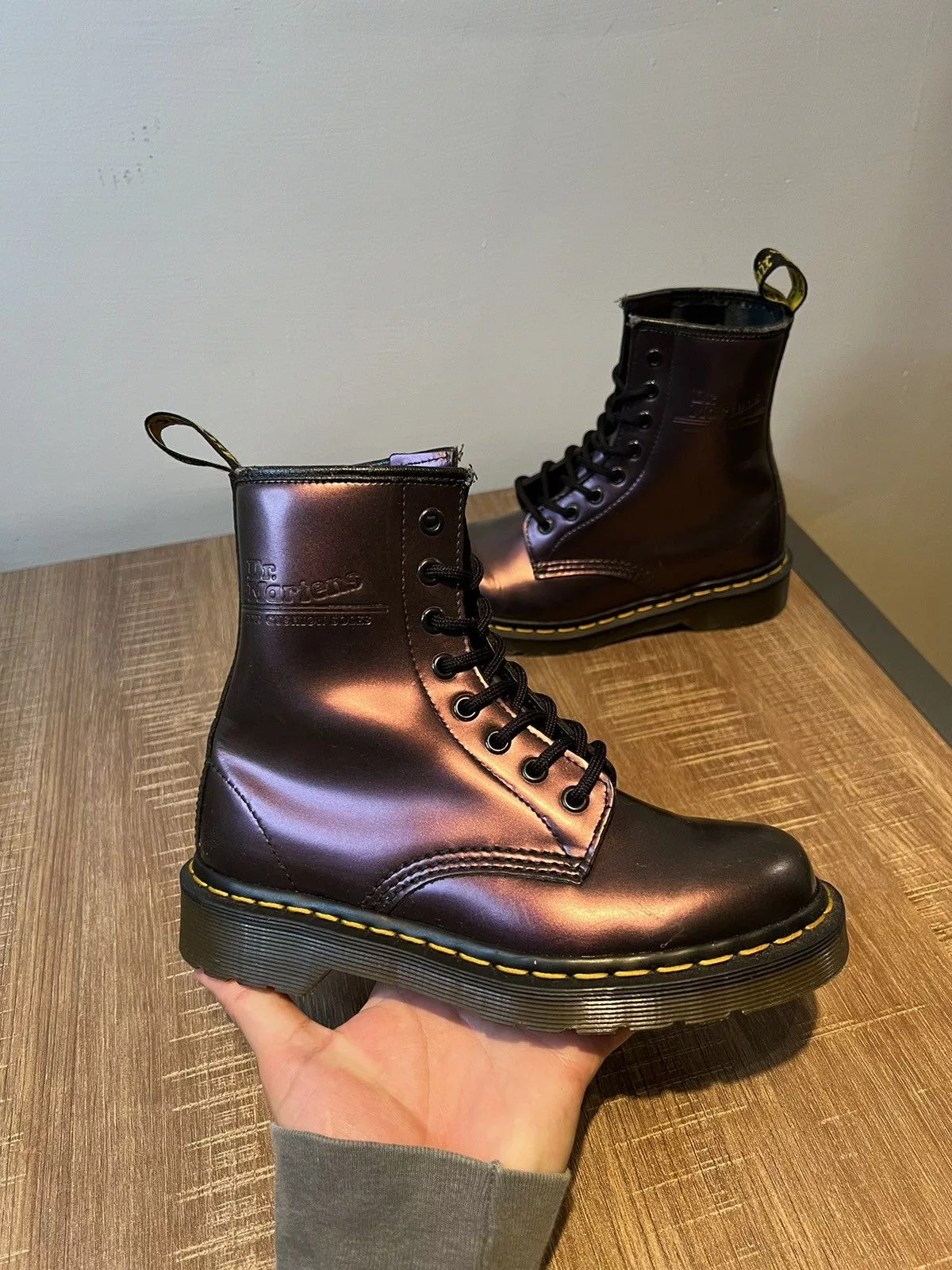 Dr. Martens Boots Dr. Martens Dr Martens 10072 Purple Leather 8-Eyelet Ankle Boots Size 5