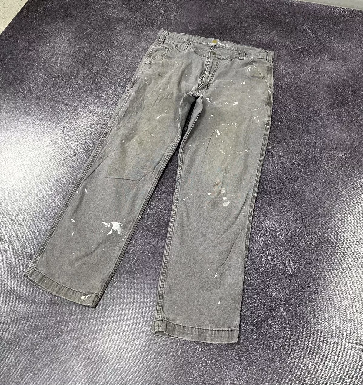 Carhartt Denim Vintage Carhartt Work Gray Painted Hype Baggy Pants Jeans Streetwear
