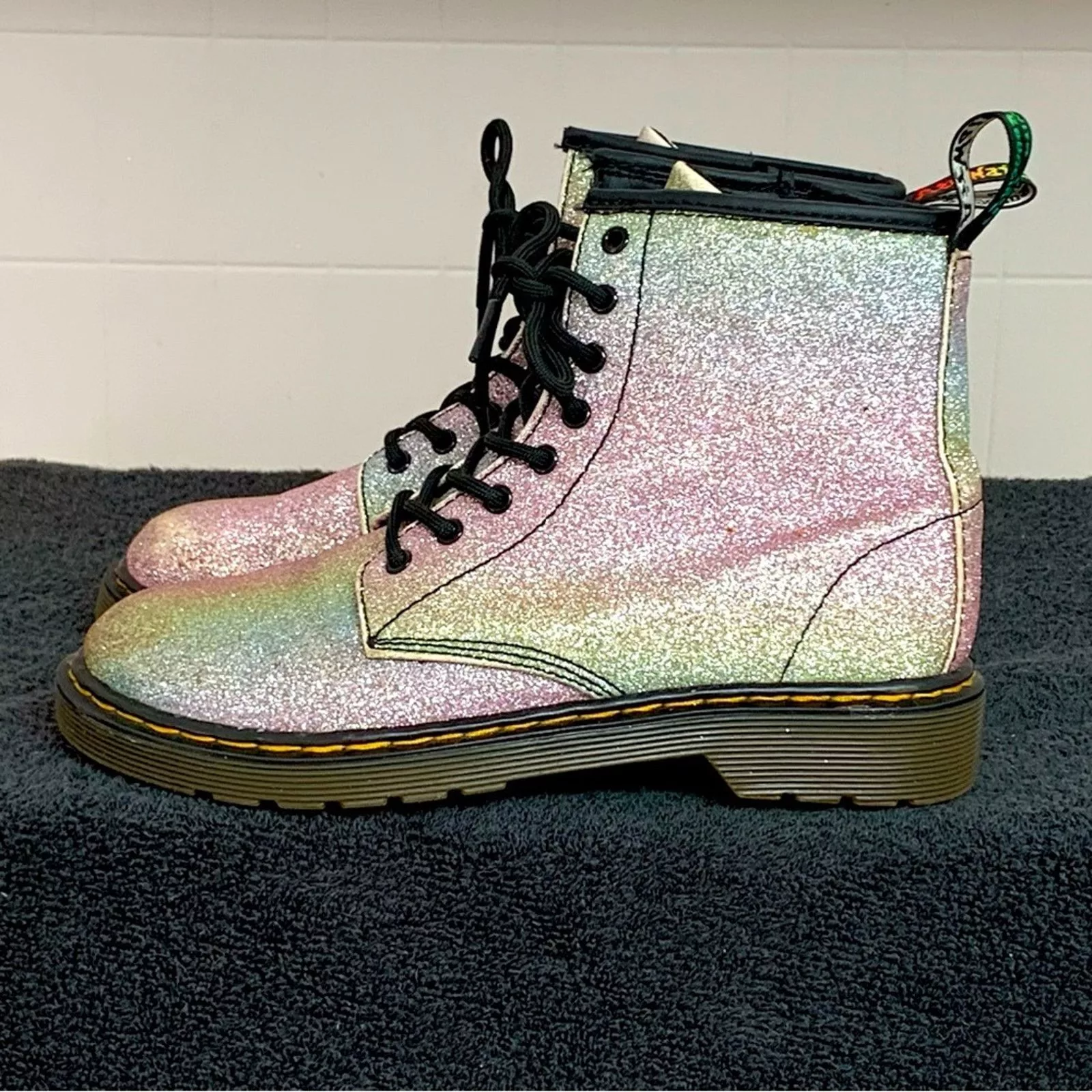Dr. Martens Boots Dr. Martens Dr Martens Air Wair Womens 1460 Glitter J Boots Side Zipper Blue