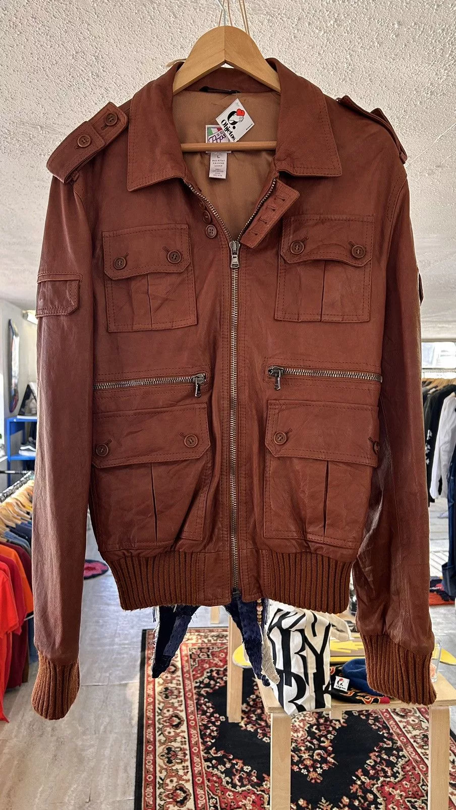 Prps Leather Jackets PRPS LEATHER BIKER MADE IN ITALY Brown