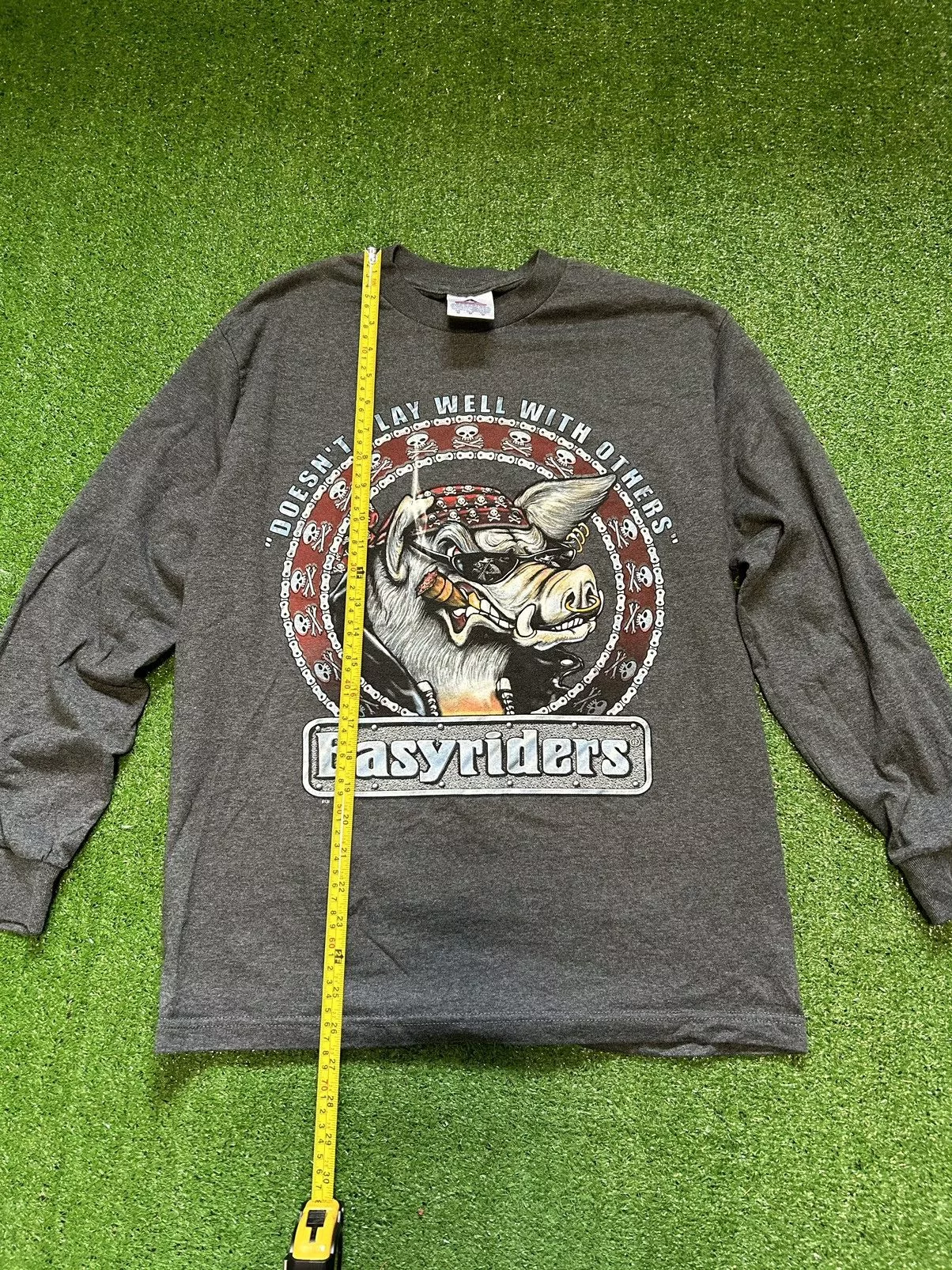 Harley Davidson Long Sleeve T Shirts Harley Davidson × Vintage Y2K Harley Davidson style grunge biker shirt Gray Streetwear