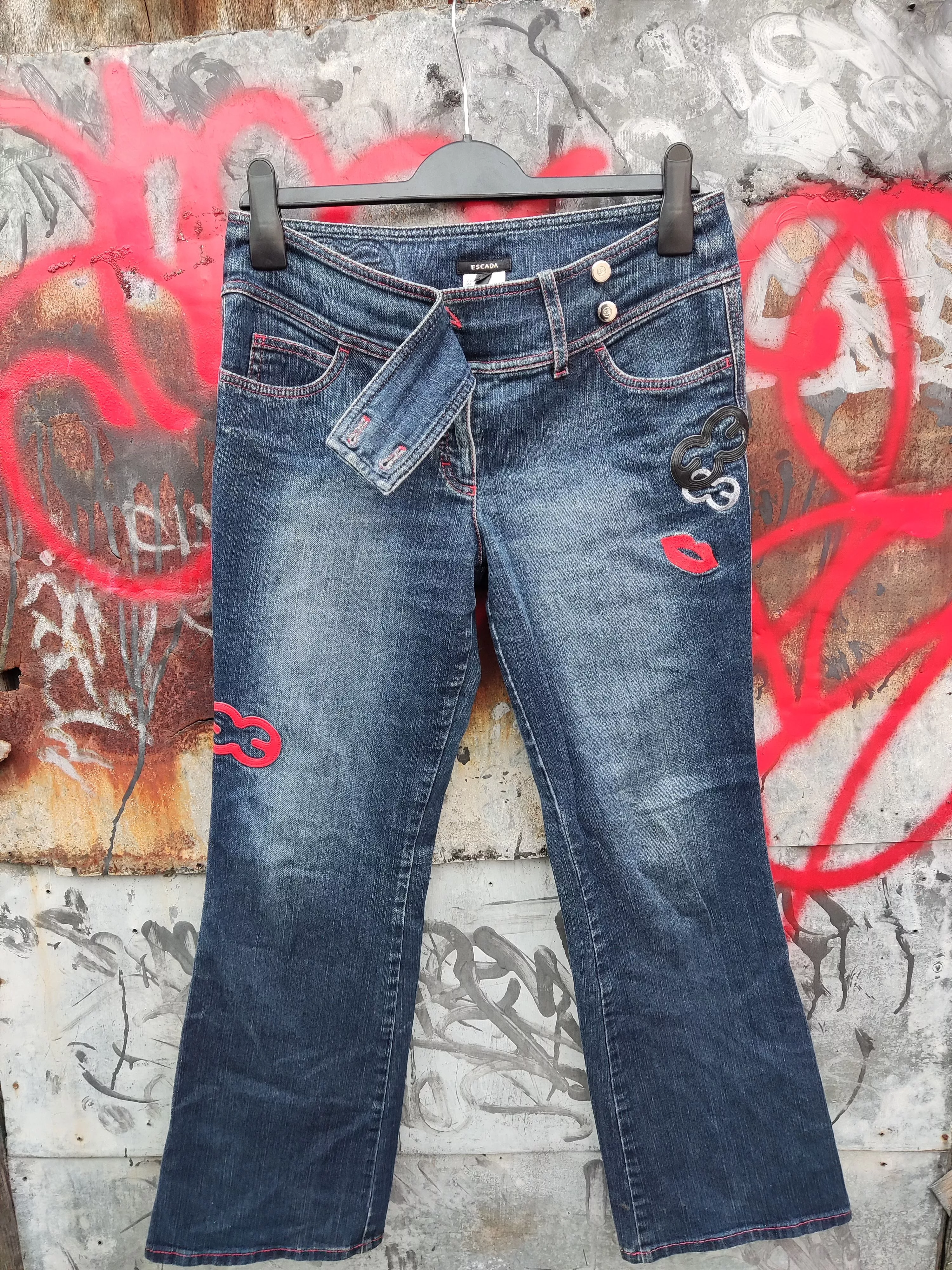 Escada Jeans archive vintage flare lips Escada denim jeans Purple