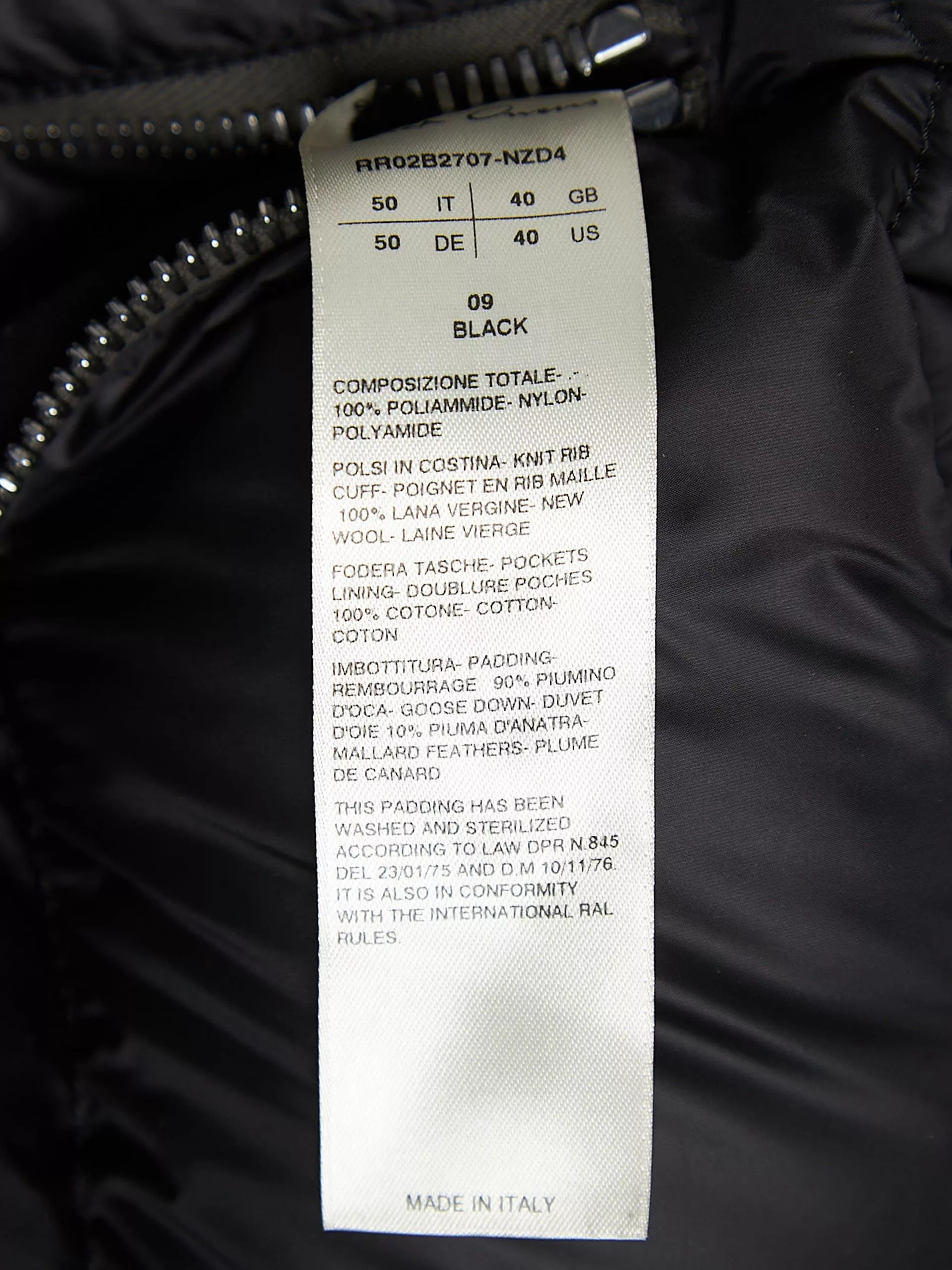 Rick Owens Parkas Rick Owens Black Gimp Polyamide Downjacket