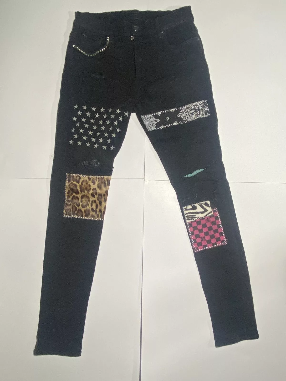 Amiri Denim Amiri Animal Leopard Jeans Black