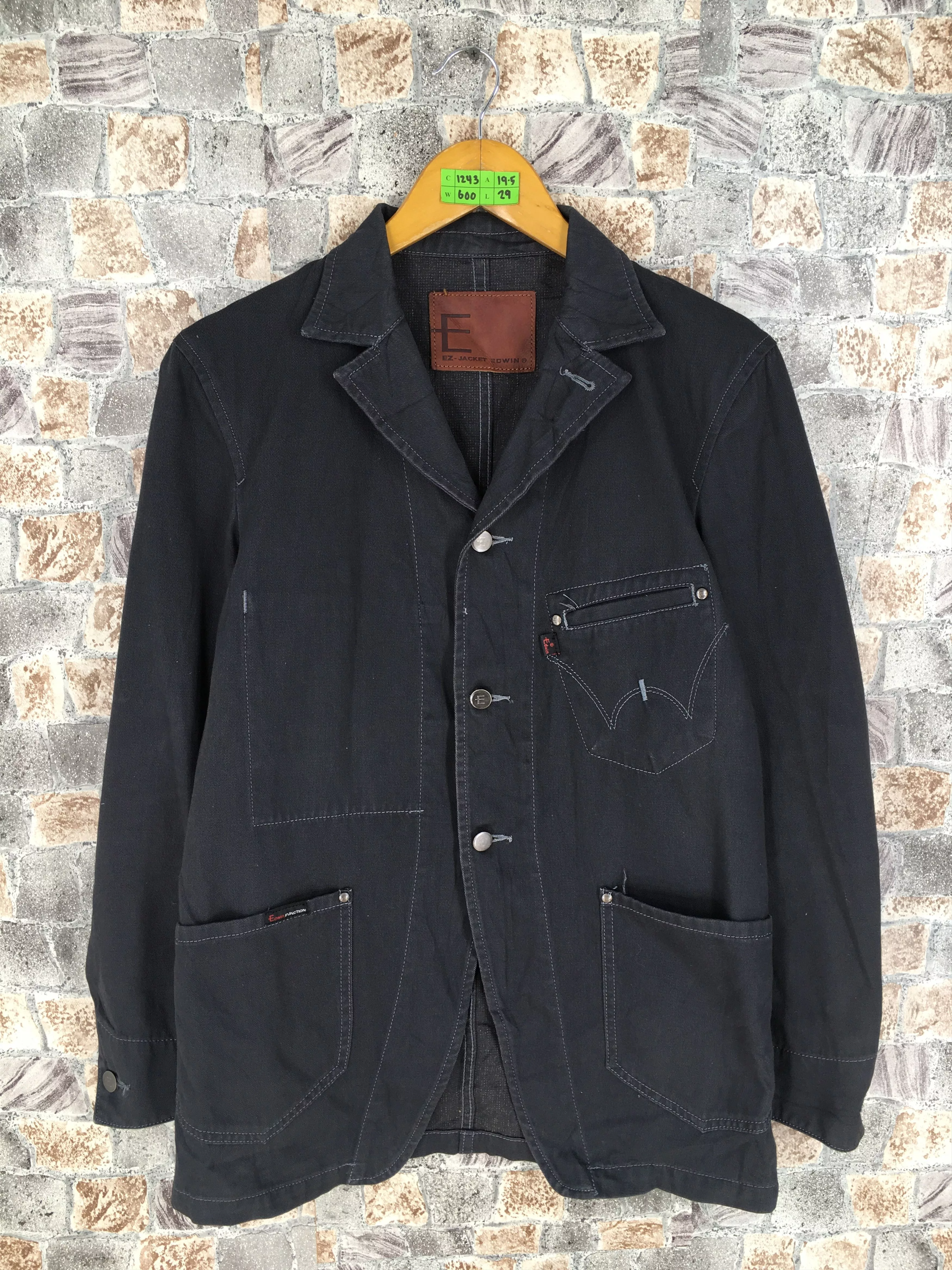 Edwin Denim Jackets Edwin × Vintage Vintage 80's EDWIN Jeans Jacket Blanket Workwear Denim Black