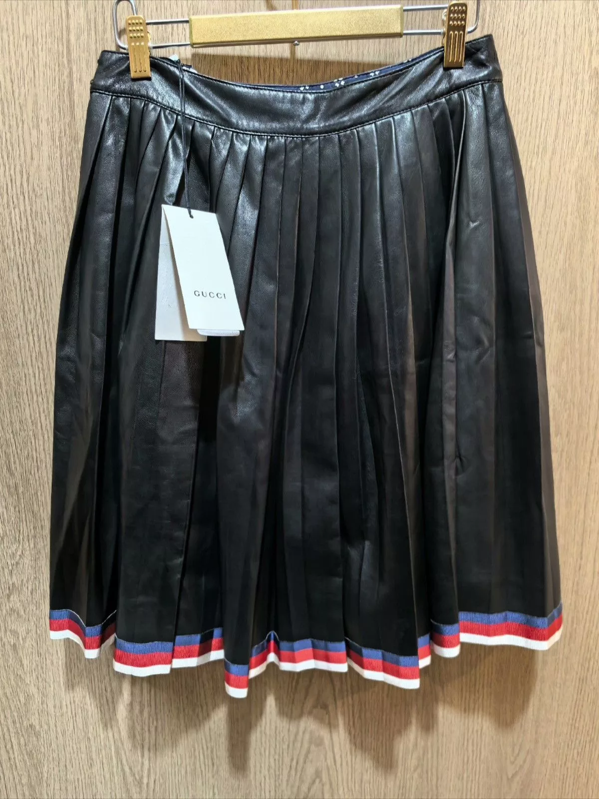 Gucci Midi Skirts GUCCI Pleated Leather Skirt Black
