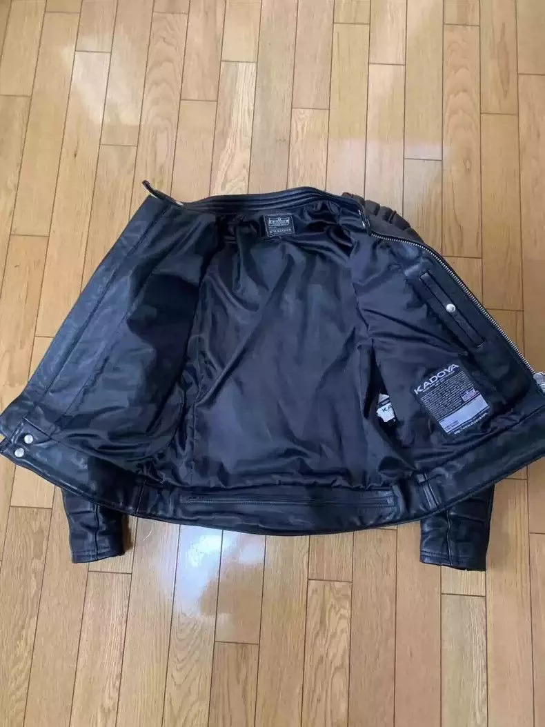 Kadoya Leather Jackets kadoyaStraight-pull collar leather coat Black