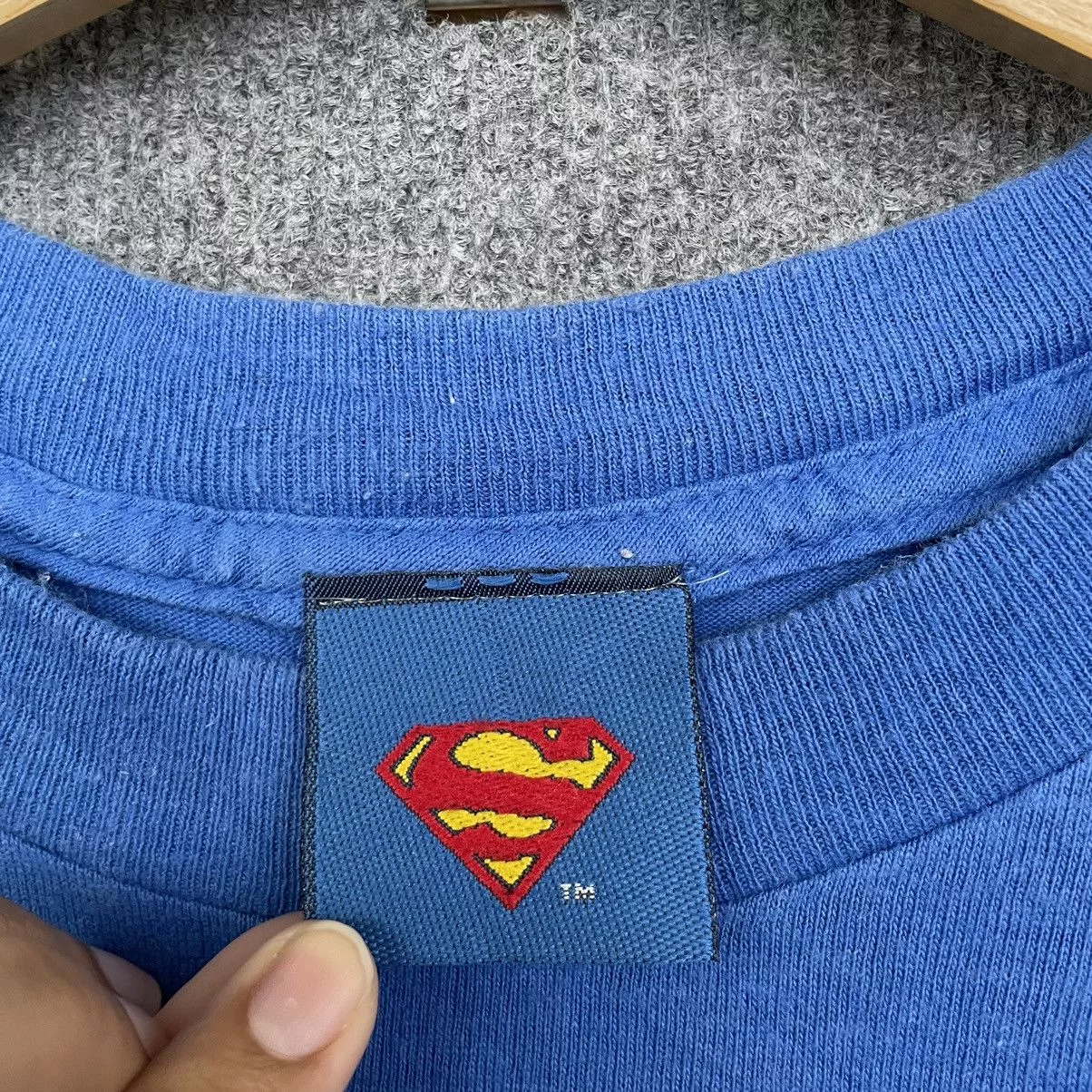 DC Comics Short Sleeve T Shirts DC Comics × Marvel Comics × Vintage Vintage 2000s Superman OG Logo T Shirt Blue