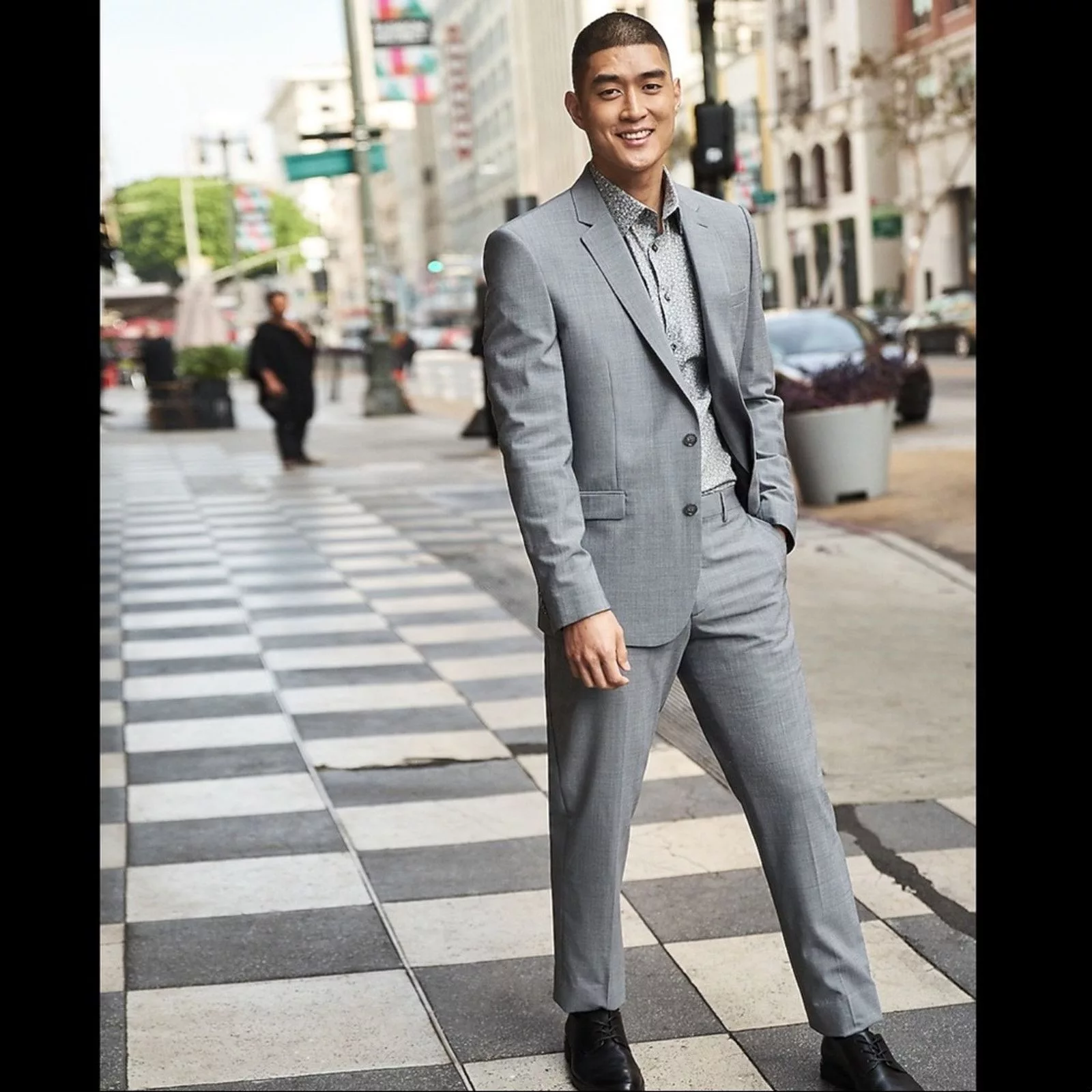 Express Blazers Express Classic Solid Gray Wool-Blend Suit Jacket