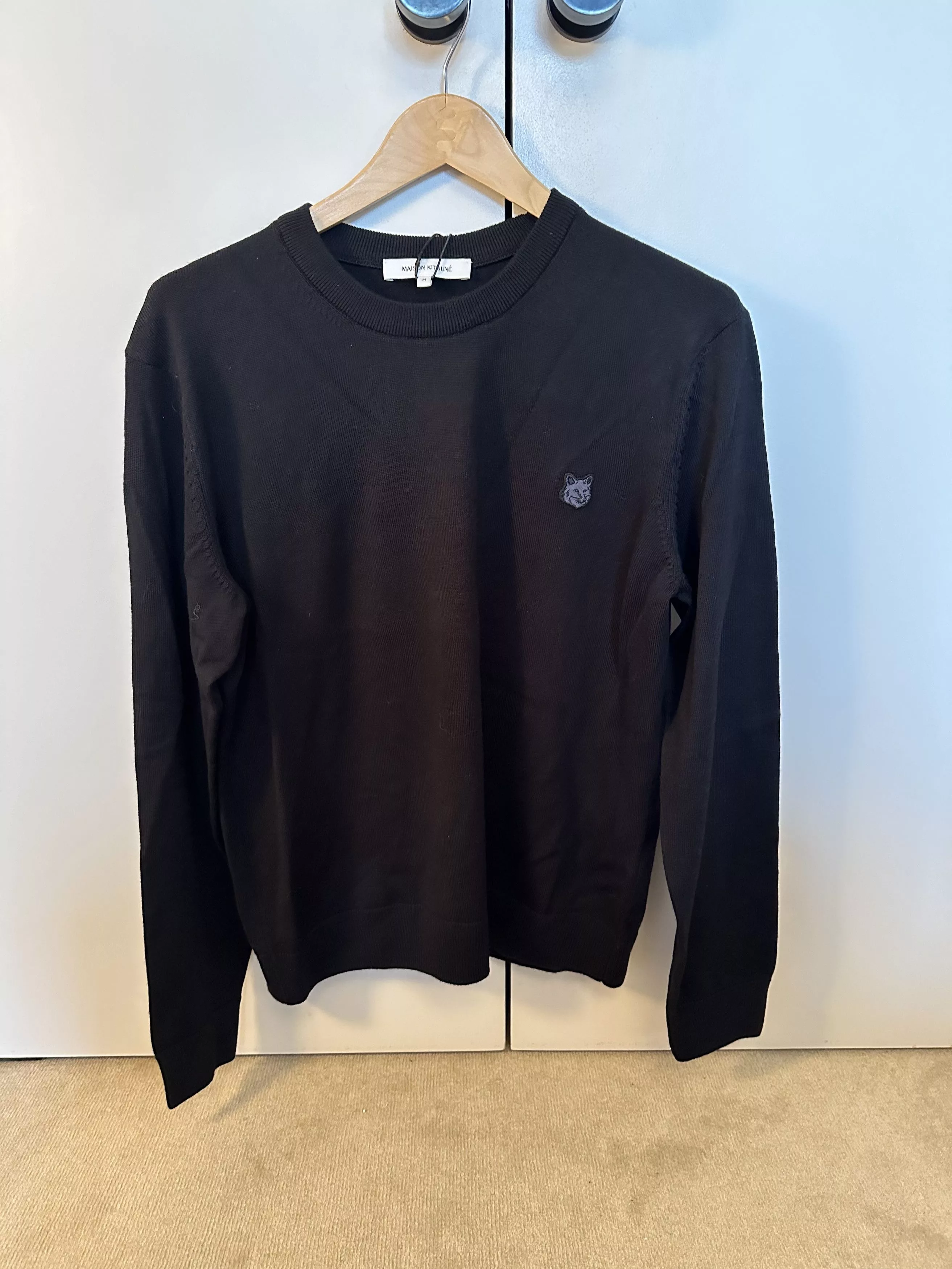 Maison Kitsune Sweaters Knitwear Maison Kitsune Bold Fox Head Patch Regular Jumper Black