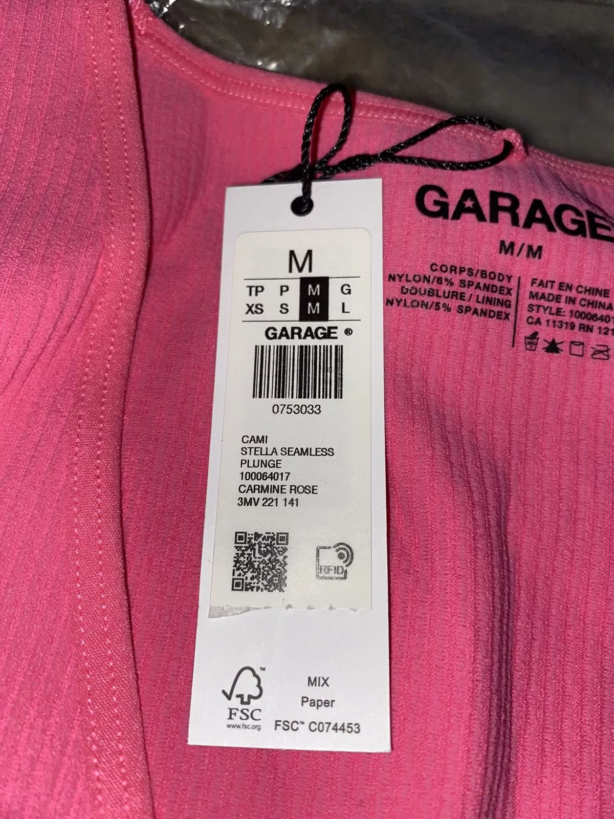 Garage Crop Tops Garage Summer Seamless Deep Plunge Top Pink