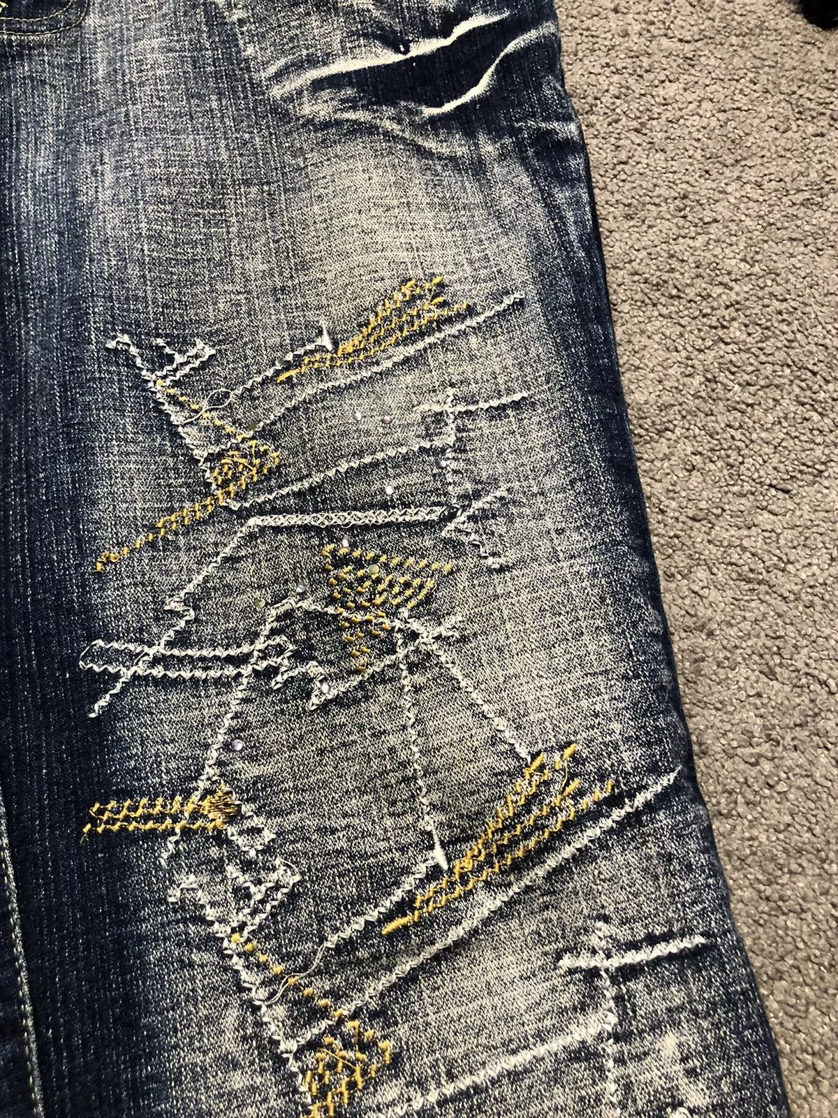 Vintage Jeans vintage y2k embroidery rave flared denim jeans Blue