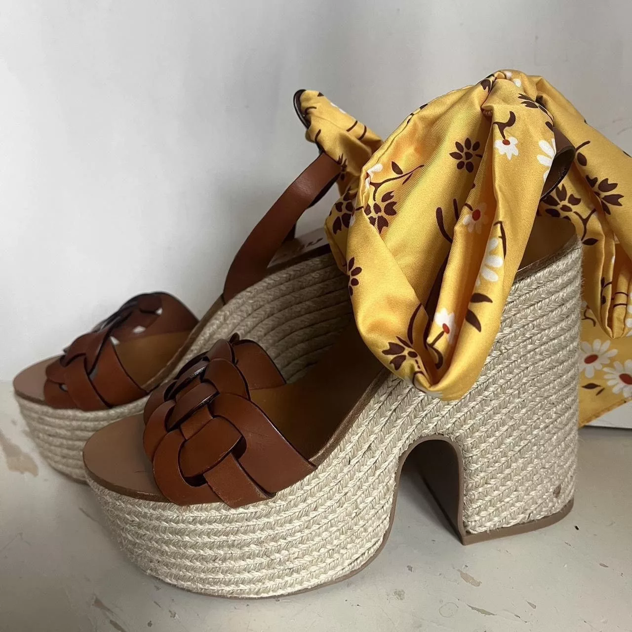 Miu Miu Platforms Miu Miu leather platform sandals Brown