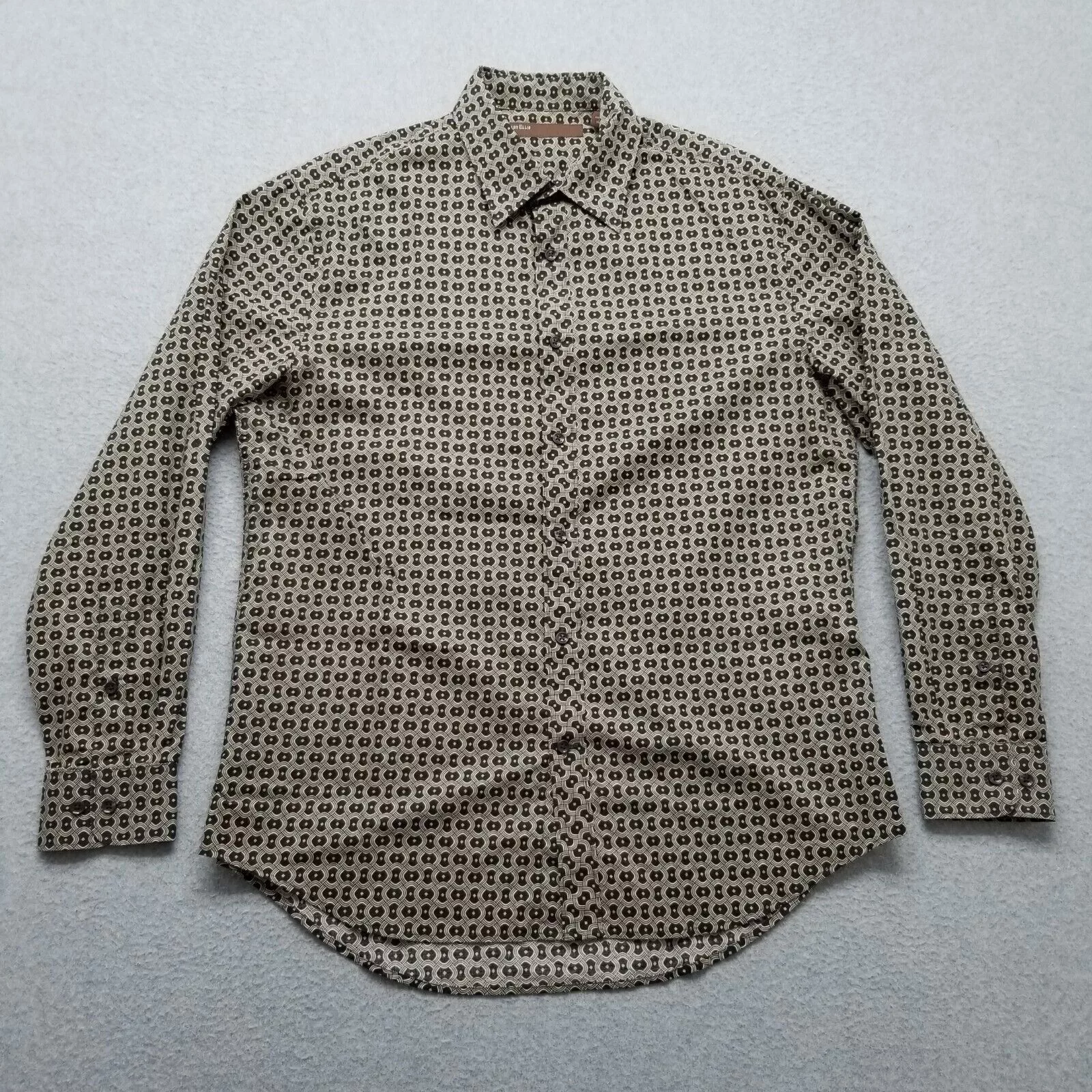 Perry Ellis Shirts Button Ups Perry Ellis Shirt Mens L Button Up Long Sleeve Pocket Cotton Brown