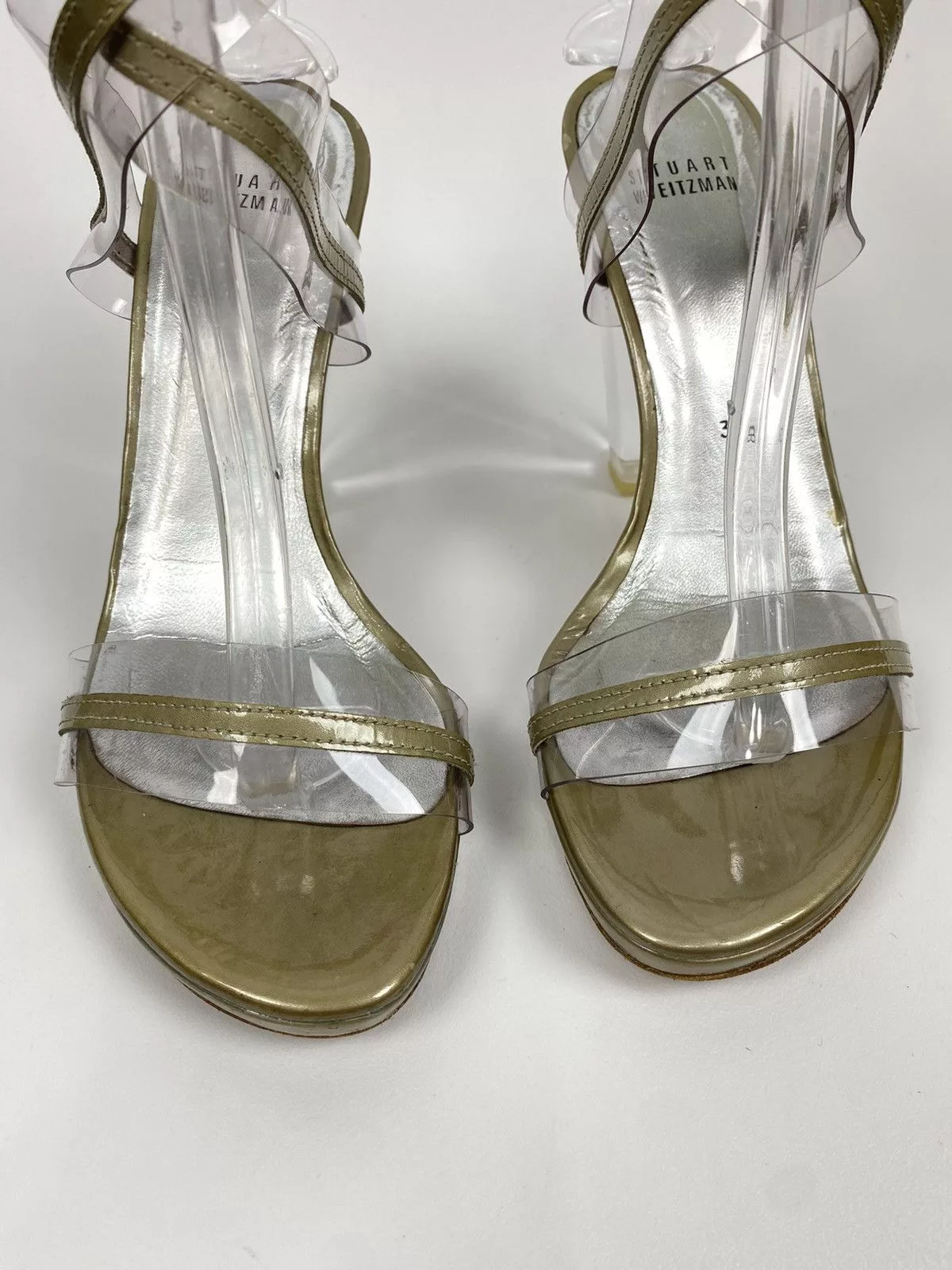 Stuart Weitzman Sandals Stuart Weitzman × Vintage Y2K Stuart Weitzman Clear Strappy Acrylic Heel Sandals 38 Beige Streetwear
