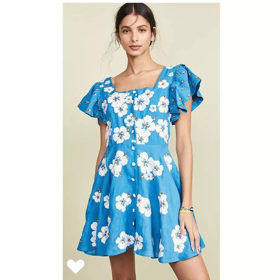 Free People Mini Dresses Free People New ALL THINGS MOCHI Kay Mini Dress $465 MEDIUM Blue Floral