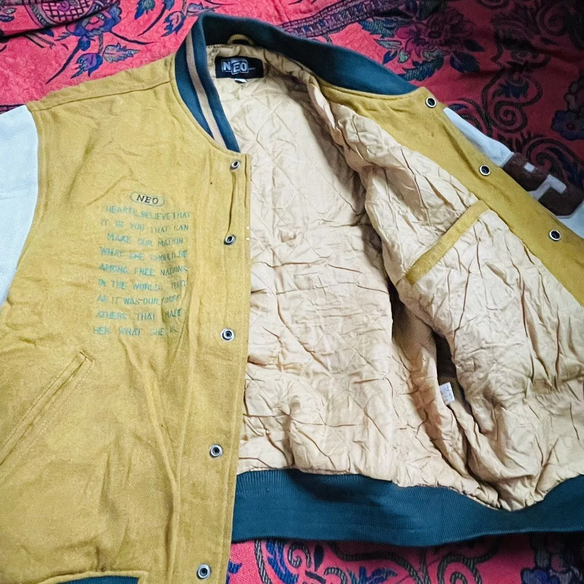 Vintage Leather Jackets Vintage Neo Blood Varsity Jacket Gold