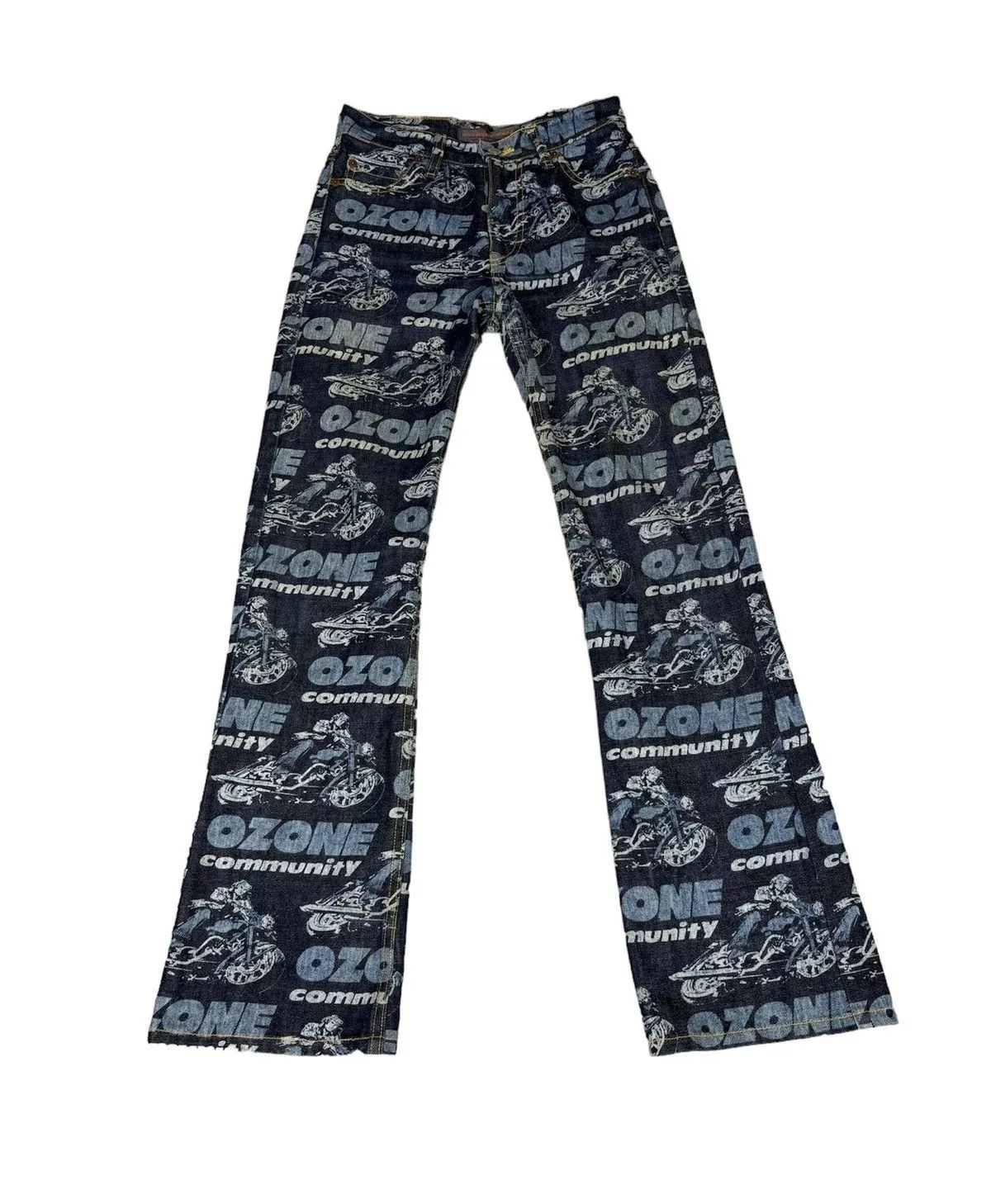 Hysteric Glamour Jeans Hysteric Glamour × If Six Was Nine Ozone Biker Fullprint Flared Jeans. S0342 Blue