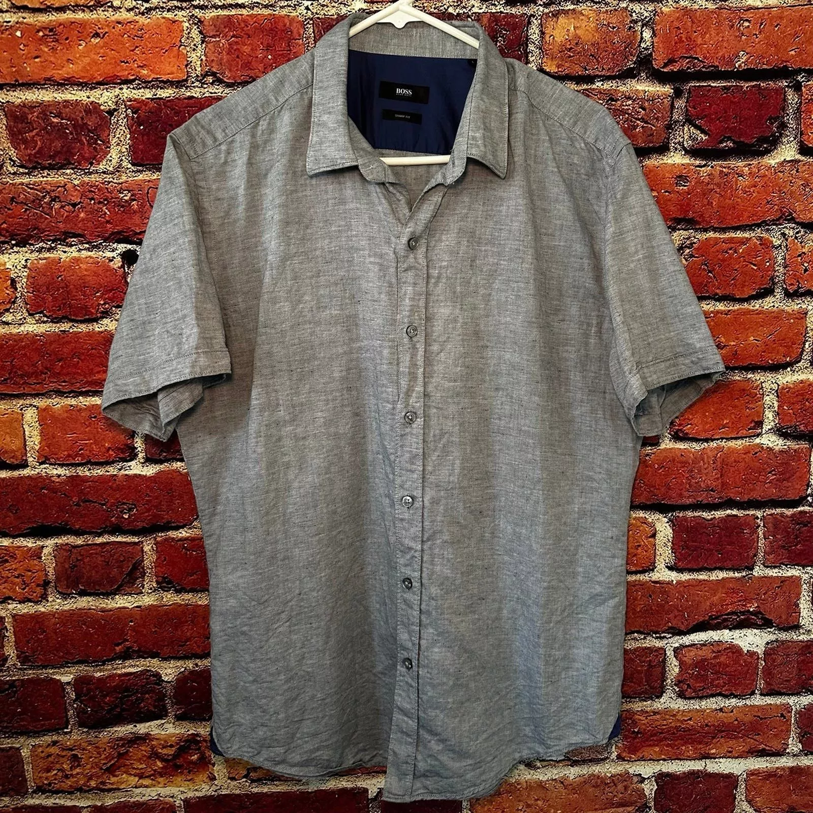Hugo Boss Shirts Button Ups Hugo boss, short sleeve button down size large Blue