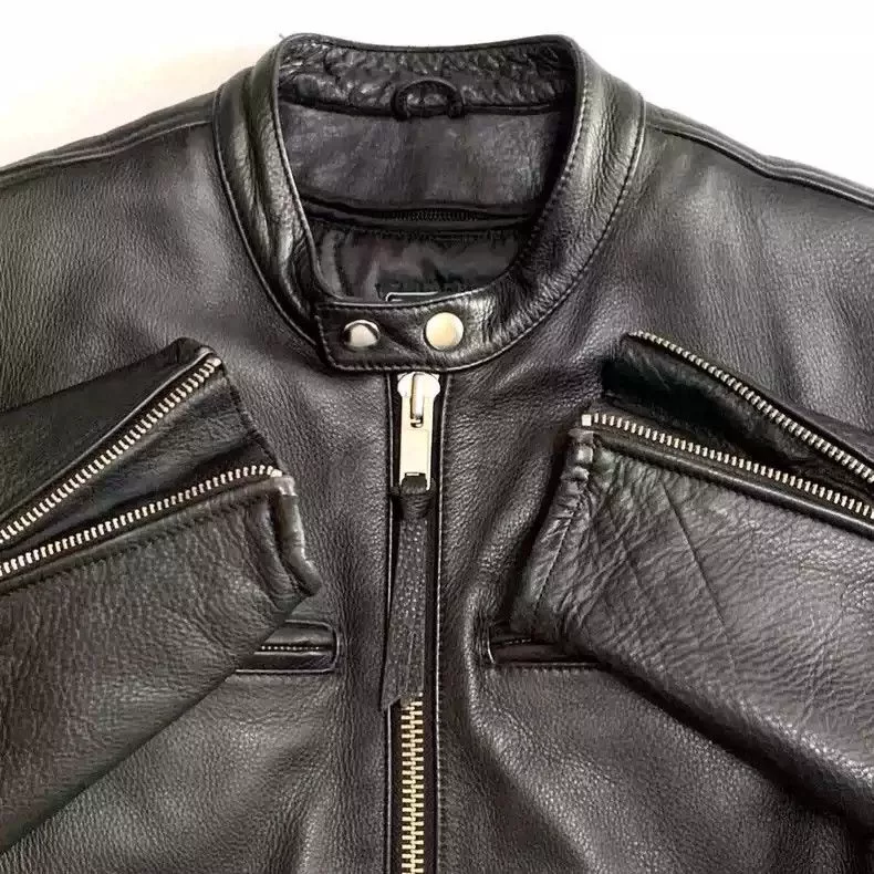 Kadoya Leather Jackets kadoyaStraight-pull collar leather coat Black