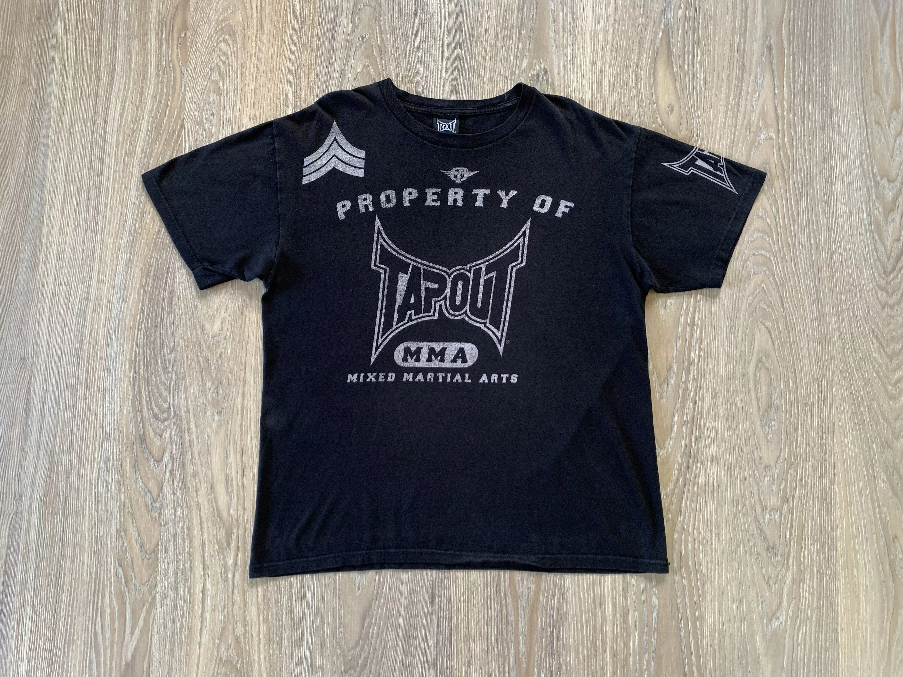 Tapout Short Sleeve T Shirts Tapout × Vintage Rare Tapout Vintage Overprint T Shirt Black
